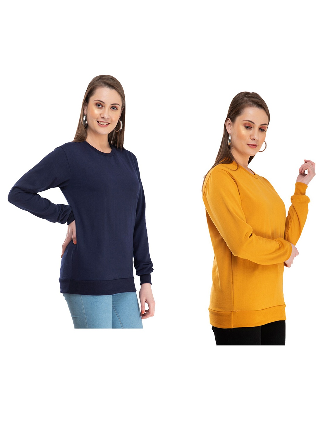 

IndiWeaves Pack Of 2 Round Neck Pullover, Navy blue