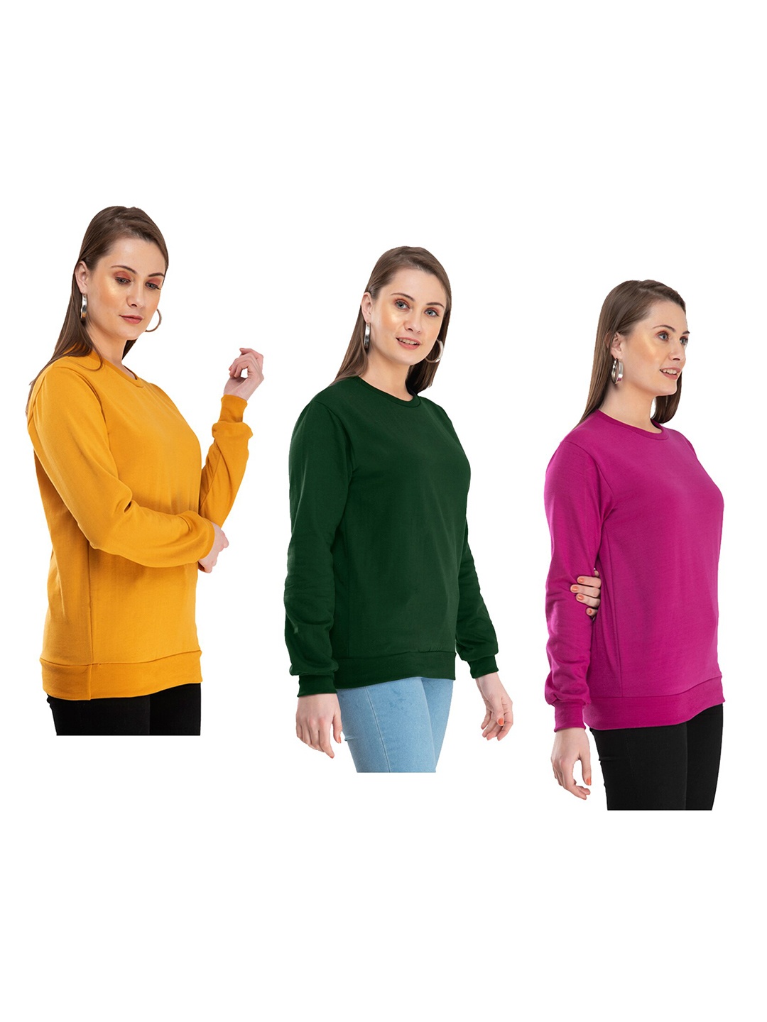 

IndiWeaves Pack Of 3 Round Neck Pullover, Yellow
