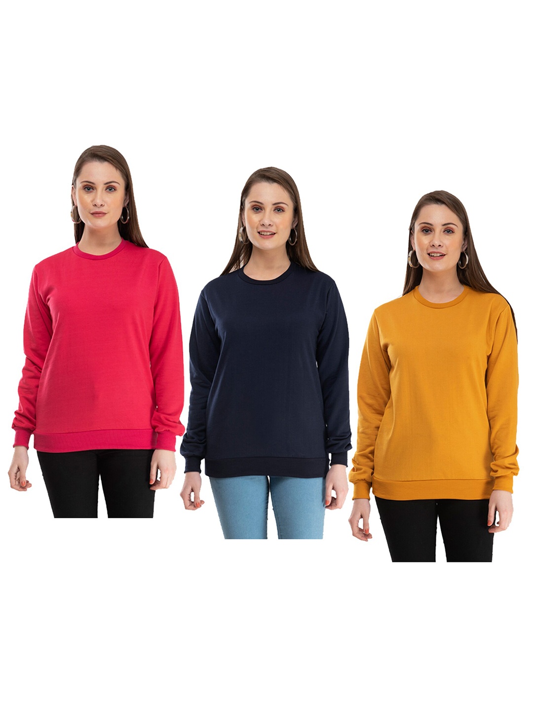 

IndiWeaves Pack Of 3 Round Neck Sweatshirt, Yellow