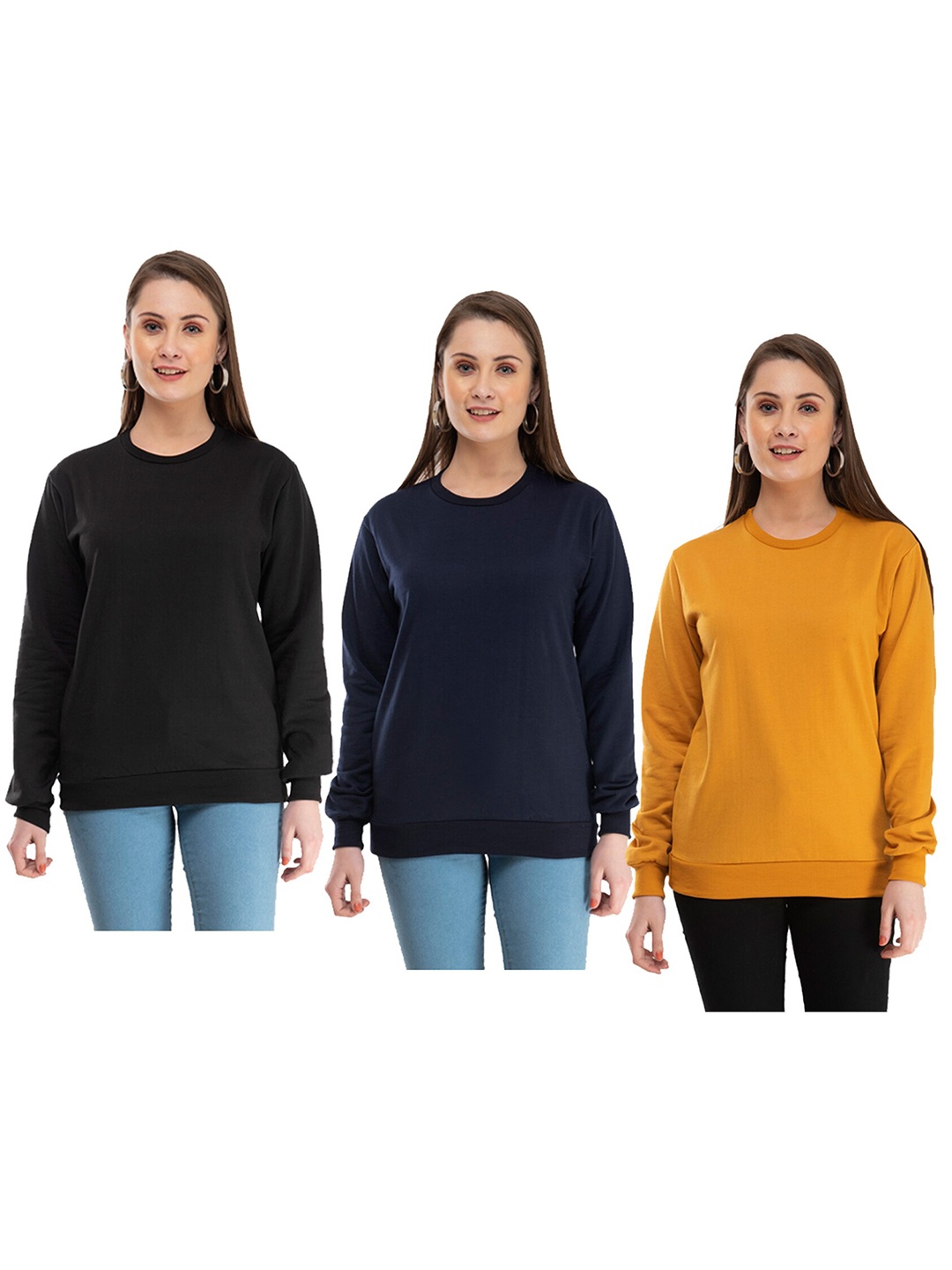 

IndiWeaves Pack Of 3 Long Sleeves Fleece Pullover, Charcoal