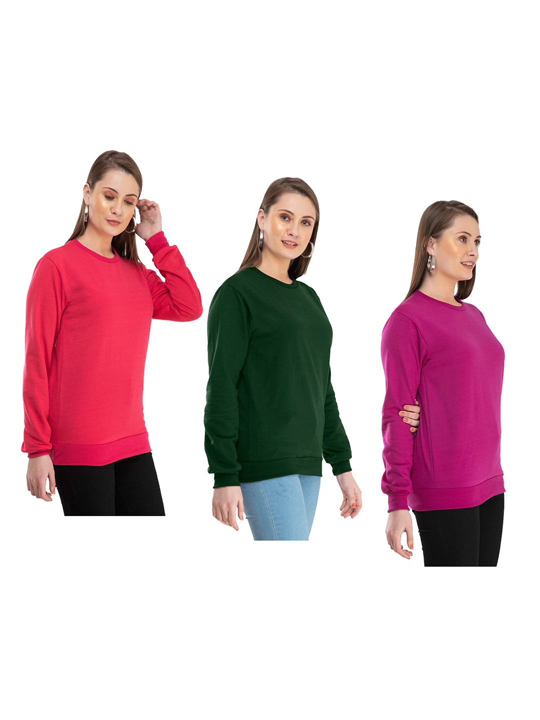 

IndiWeaves Women Pack Of 3 Fleece Sweatshirt, Red
