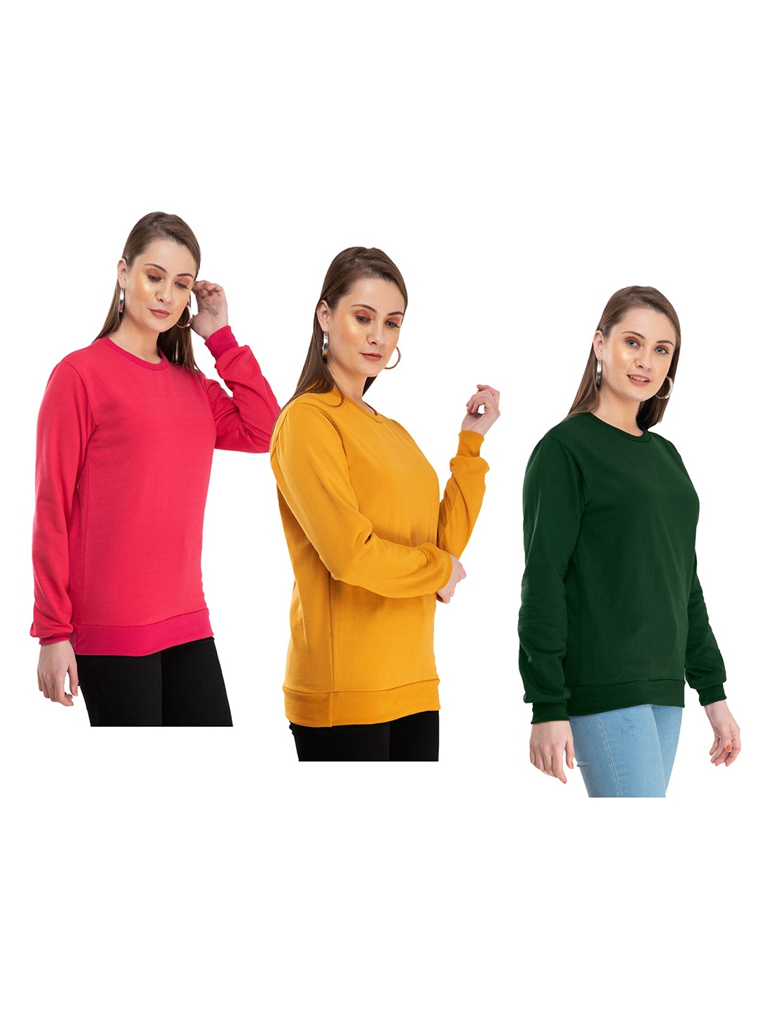 

IndiWeaves Pack Of 3 Round Neck Pullover, Pink