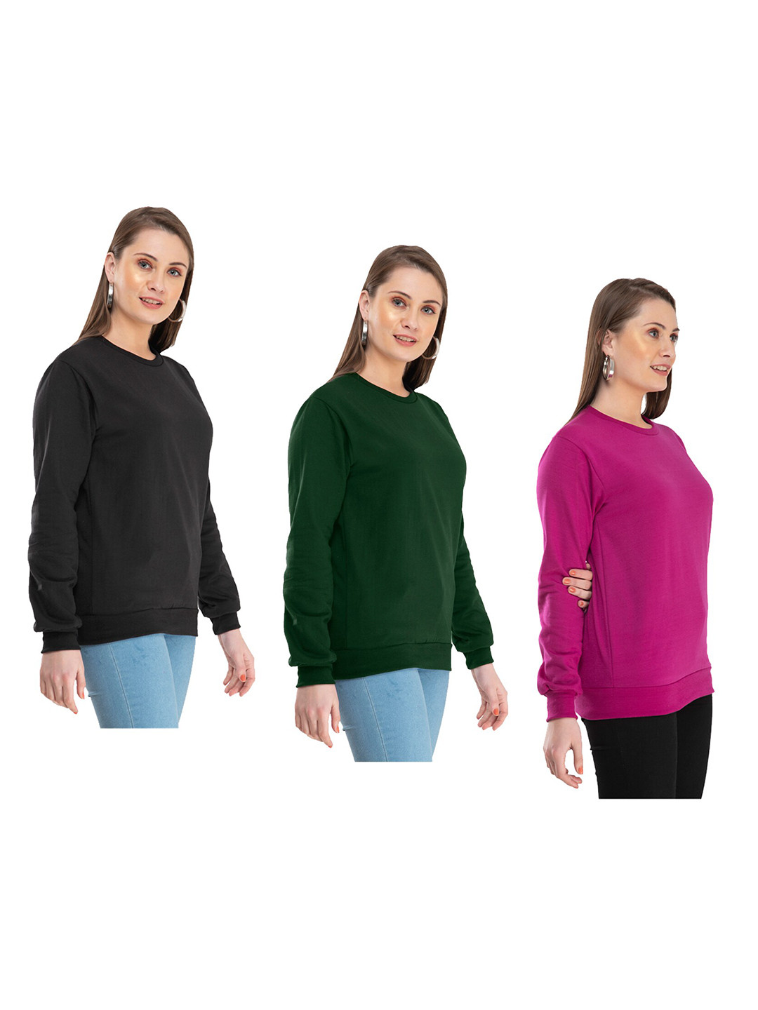 

IndiWeaves Pack Of 3 Pullover Sweatshirt, Black