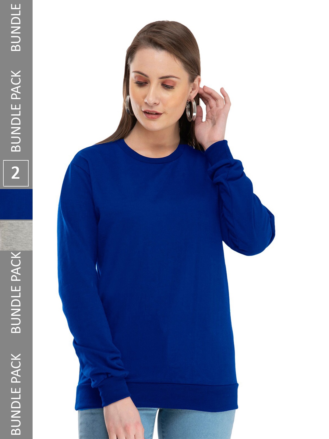

IndiWeaves Pack Of 2 Long Sleeves Fleece Pullover, Blue