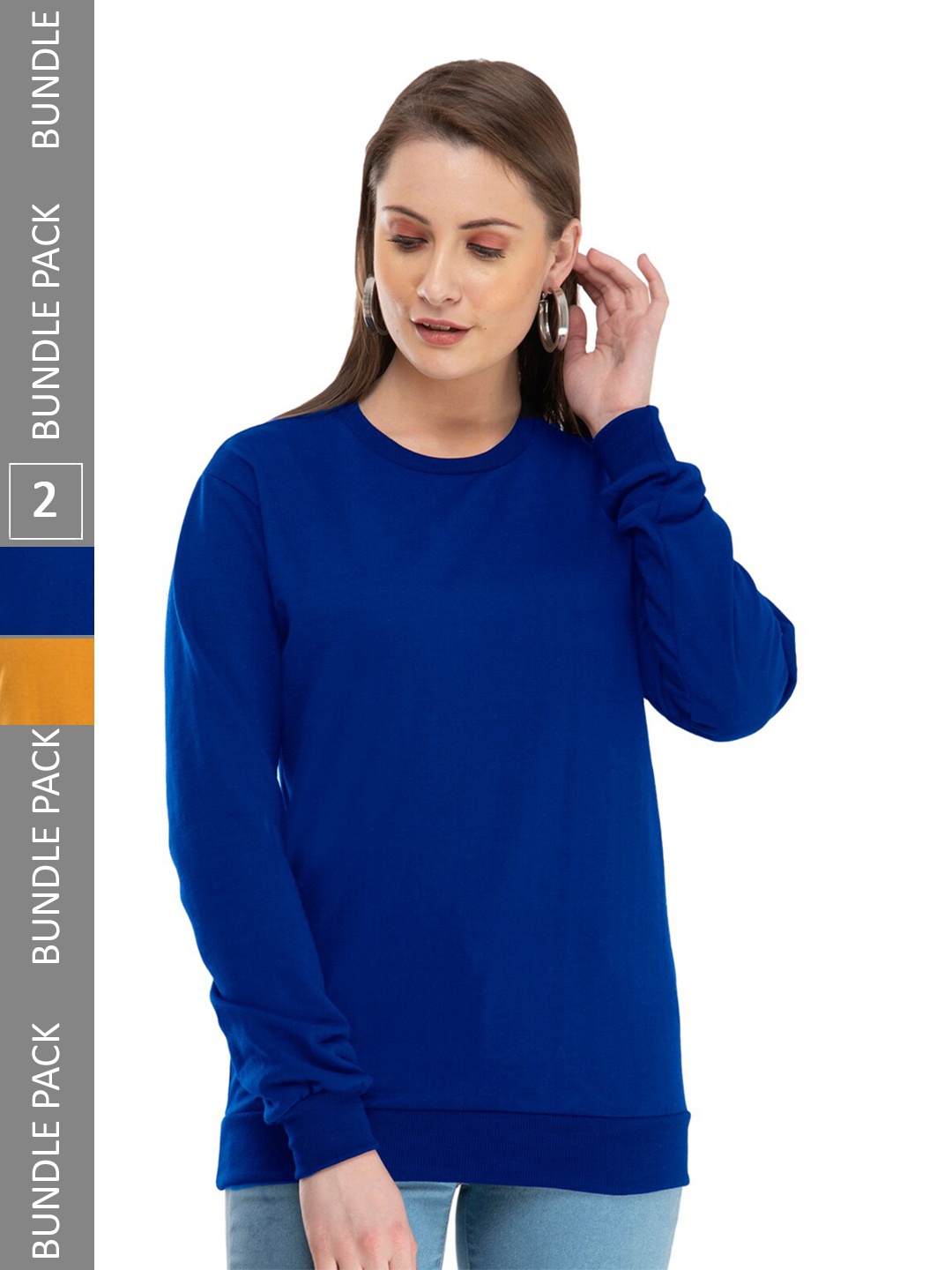 

IndiWeaves Women Pack Of 2 Fleece Sweatshirt, Blue