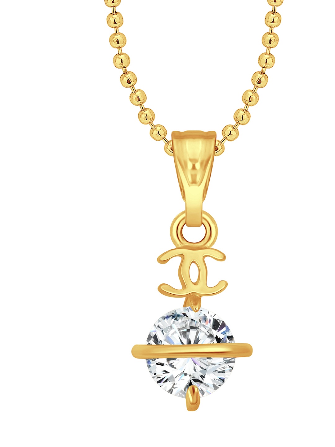 

Vighnaharta Gold Plated CZ Studded Pendant With Chain