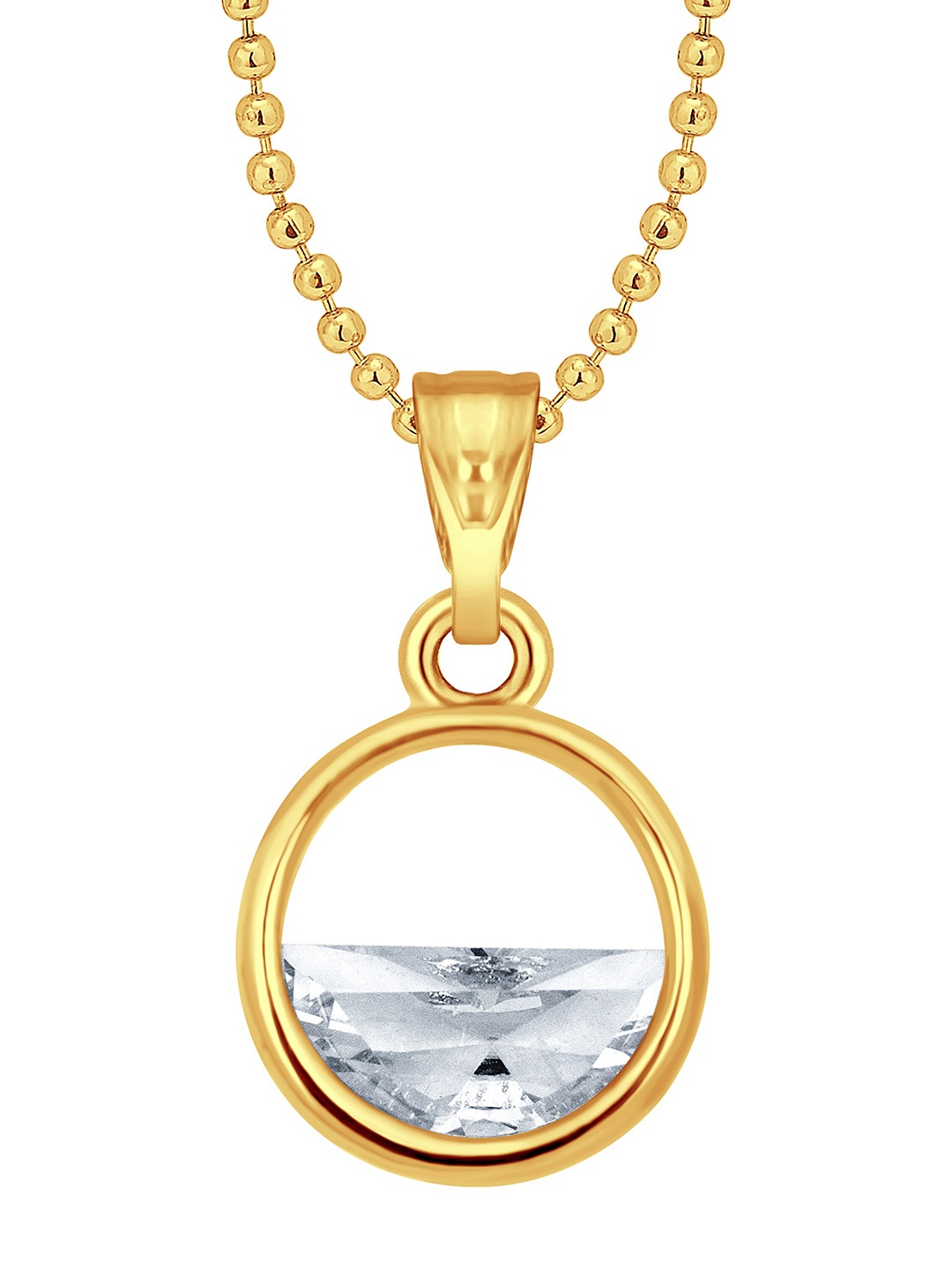 

Vighnaharta Gold-Plated CZ Stone Studded Flying Love Solitaire Pendant With Chain