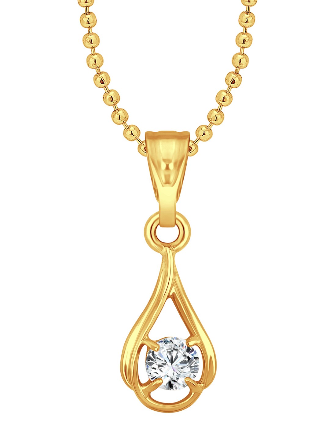 

Vighnaharta Gold-Plated CZ-Studded Teardrop Pendant With Chain