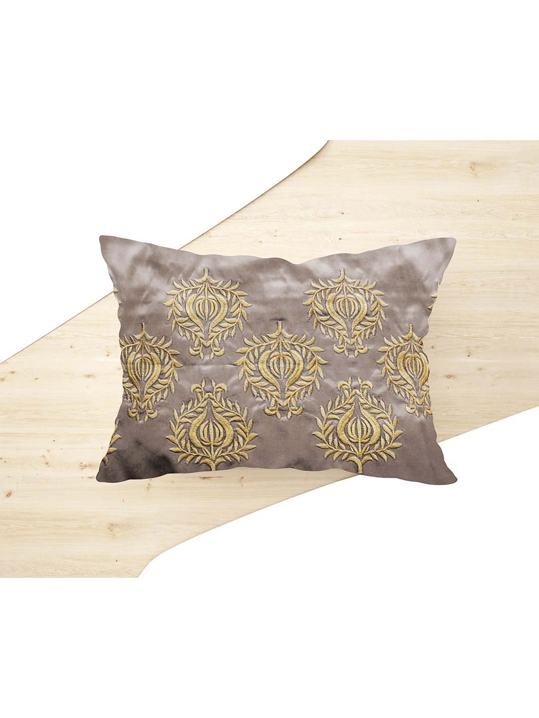 

Just Home Beige & Gold-Toned Embroidered Rectangle Cushion Covers