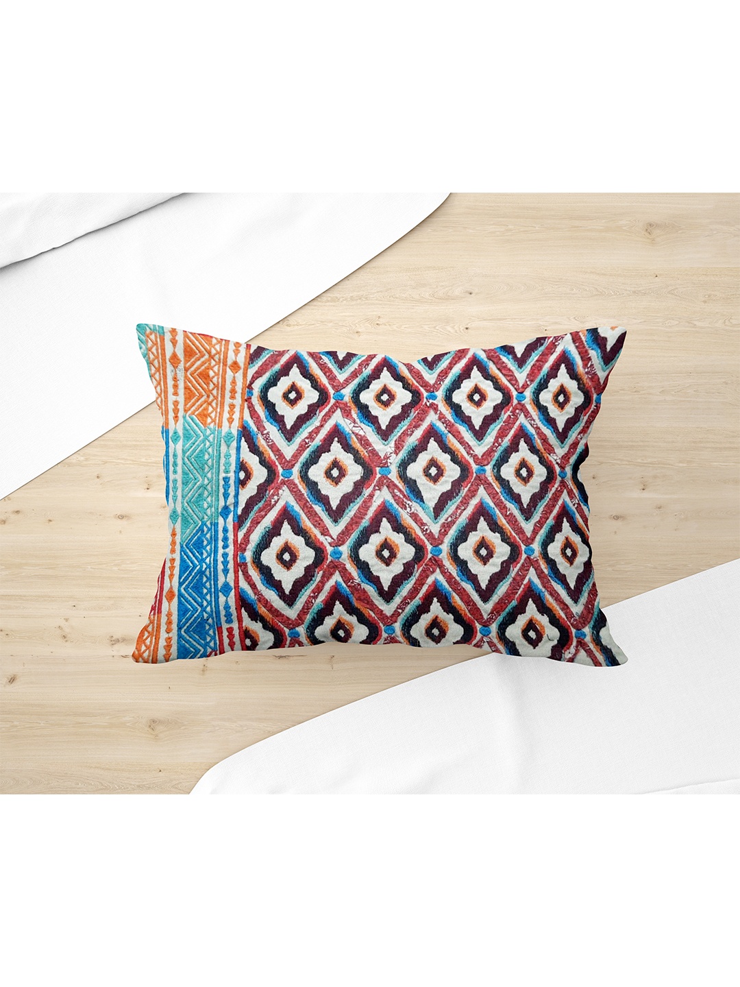 

Just Home White & Blue Embroidered Rectangle Cushion Cover