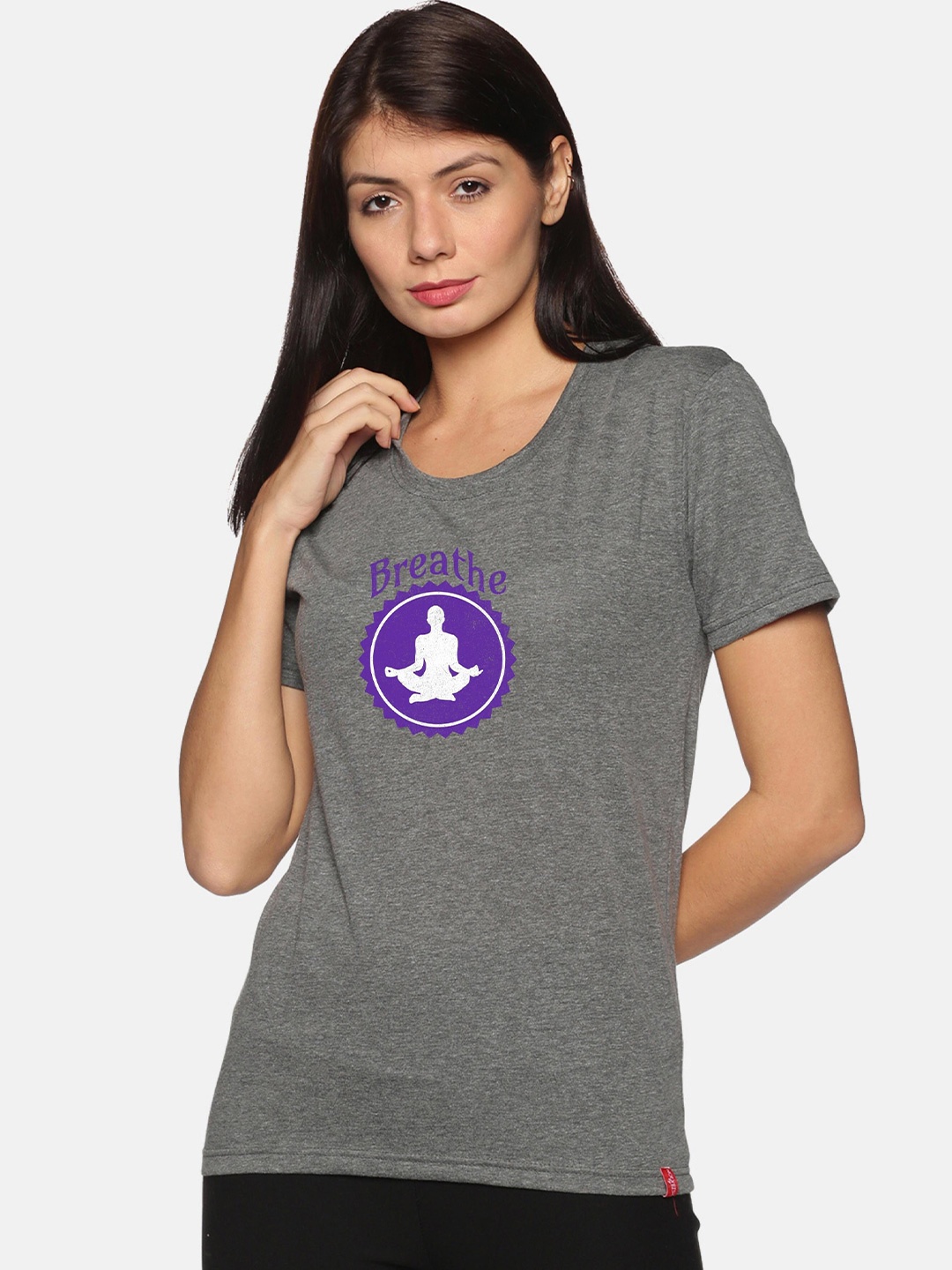 

NOT YET by us Graphic Printed Cotton T-shirt, Charcoal