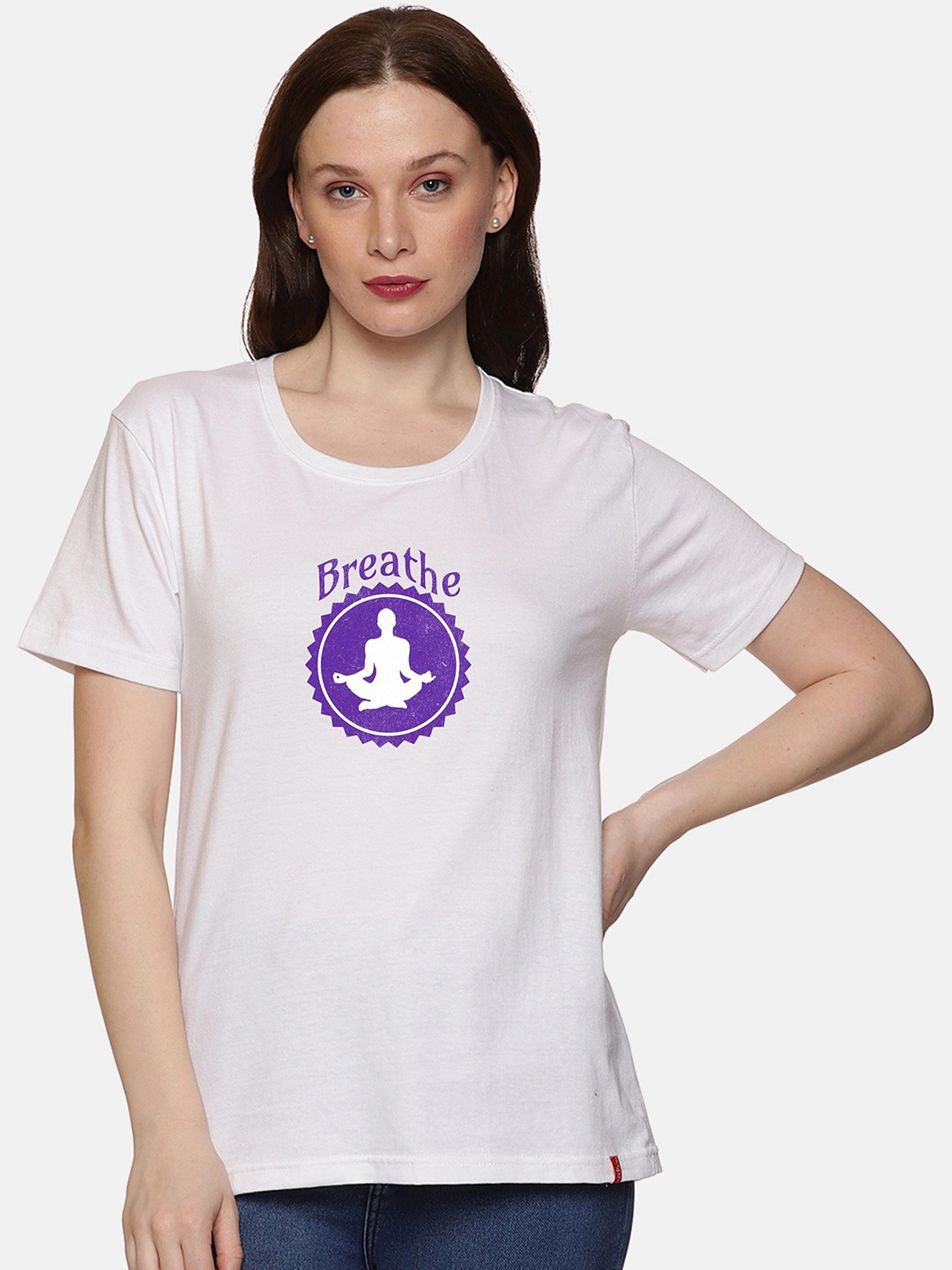 

NOT YET by us Typography Printed Casual Cotton T-shirt, White