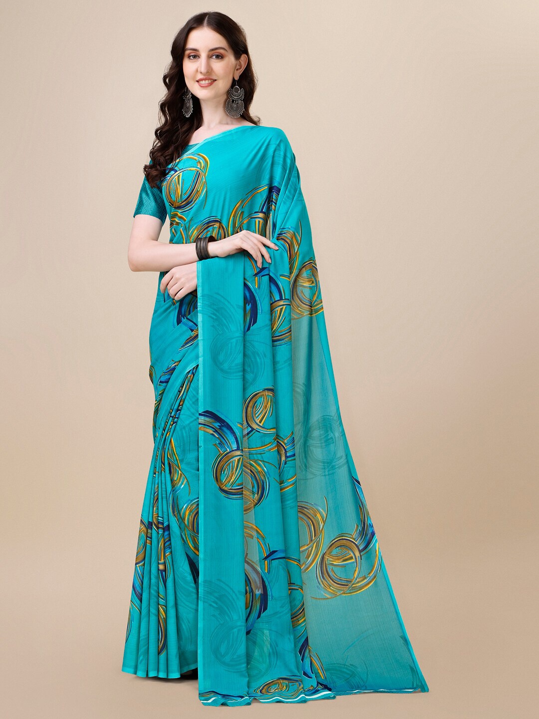 

Dori Abstract Printed Poly Georgette Saree, Blue