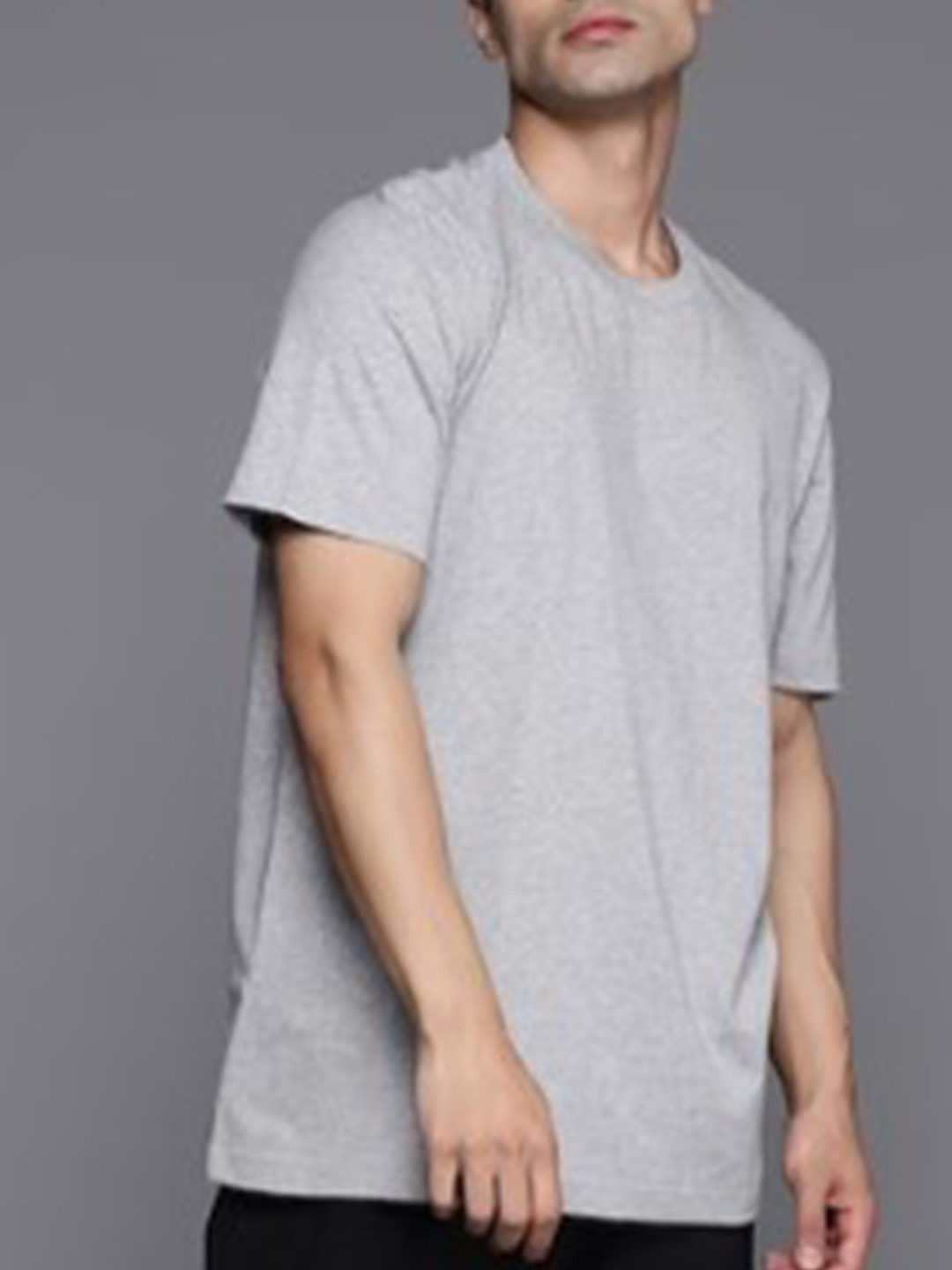 

KAEZRI Round Neck Regular Fit Cotton T-shirt, Grey