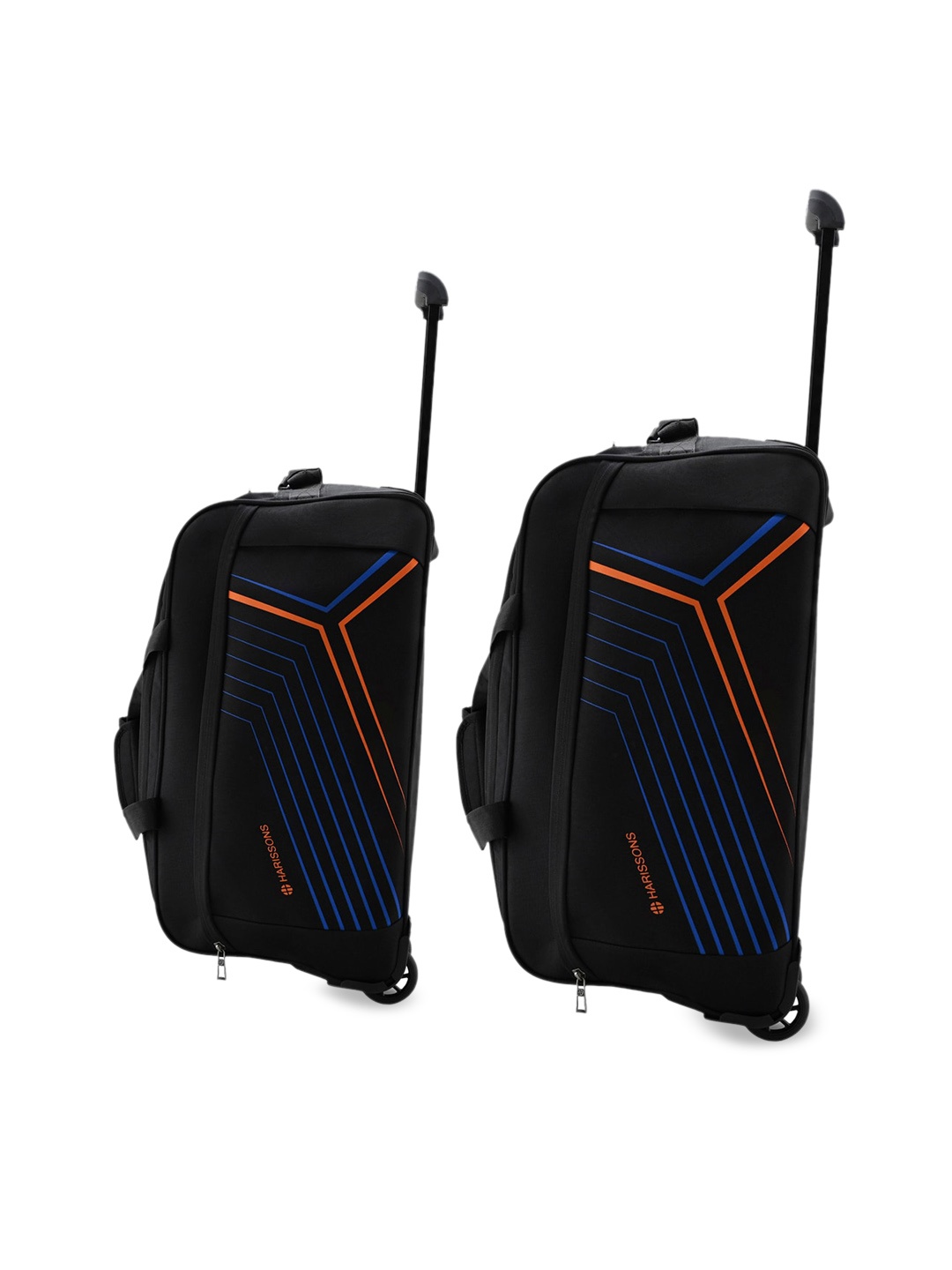 

Harissons Set of 2 Printed Trolley Duffel Bags, Black