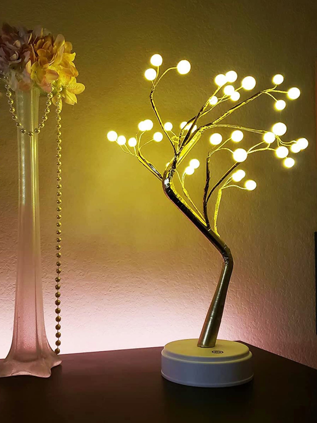 

XERGY Yellow Textured Bonsai Tree Table Lamp, Gold