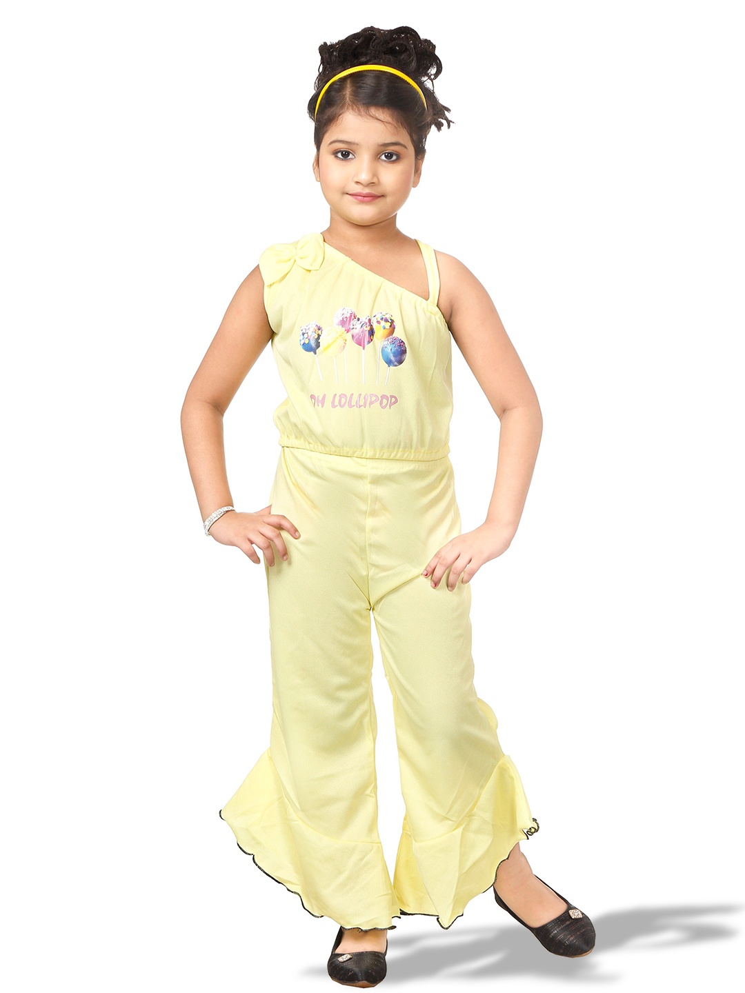 

CELEBRITY CLUB Girls Printed Top With Trousers, Yellow