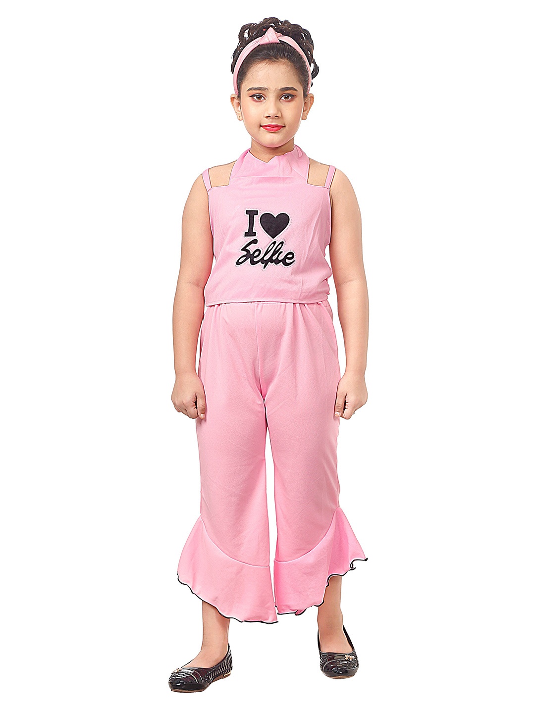 

CELEBRITY CLUB Girls Printed Top with Palazzos, Pink
