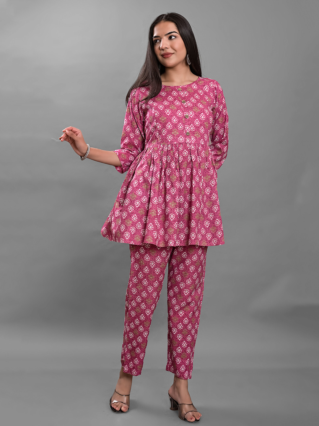 

KALINI Women Pink Printed Tunic with Trousers