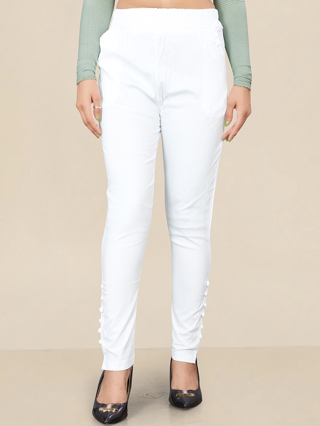 

UNITED LIBERTY Women Relaxed Easy Wash Trousers, White