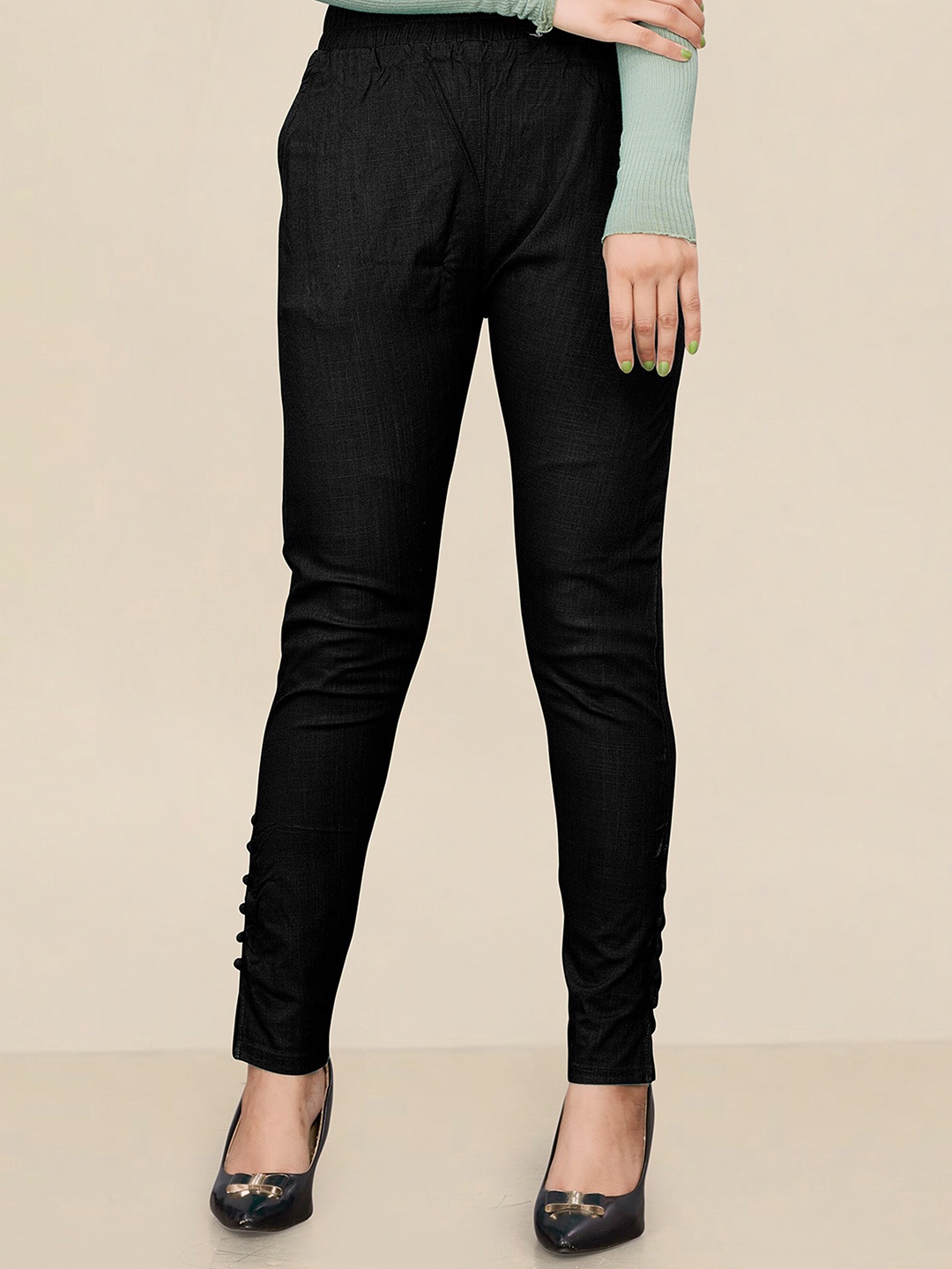 

UNITED LIBERTY Women Relaxed Easy Wash Trousers, Black