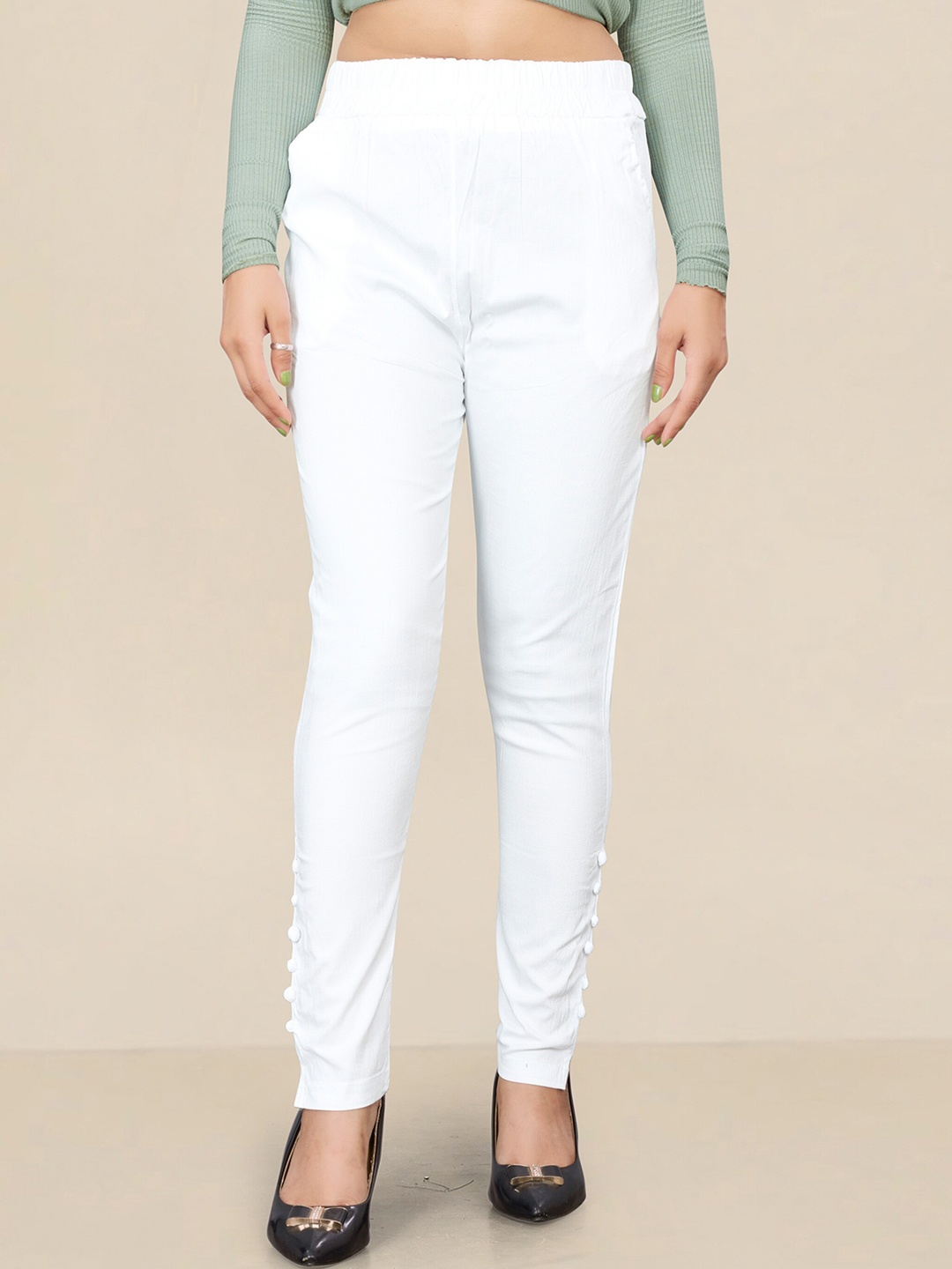 

UNITED LIBERTY Women Relaxed Easy Wash Trousers, White