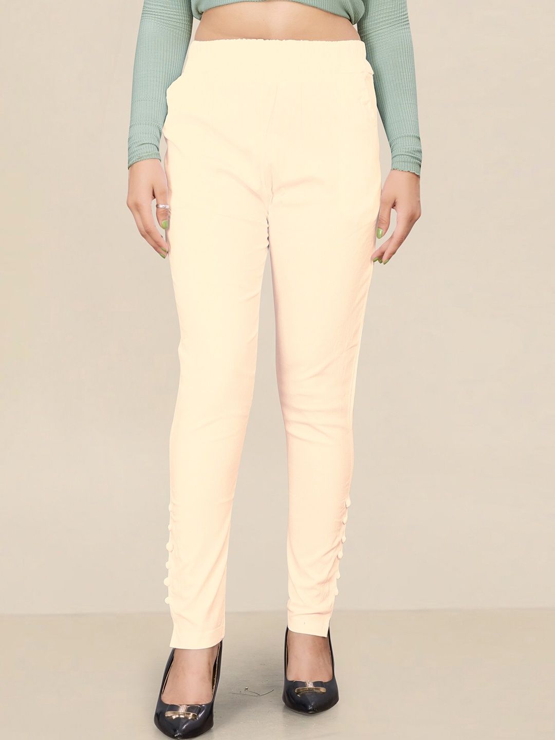 

UNITED LIBERTY Women Relaxed Fit Easy Wash Trousers, Cream