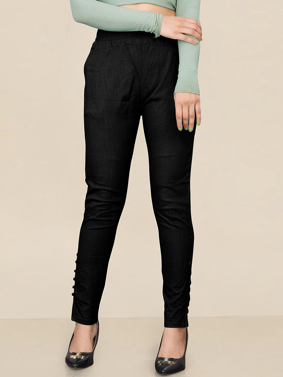 

UNITED LIBERTY Women Relaxed Fit Easy Wash Trousers, Black