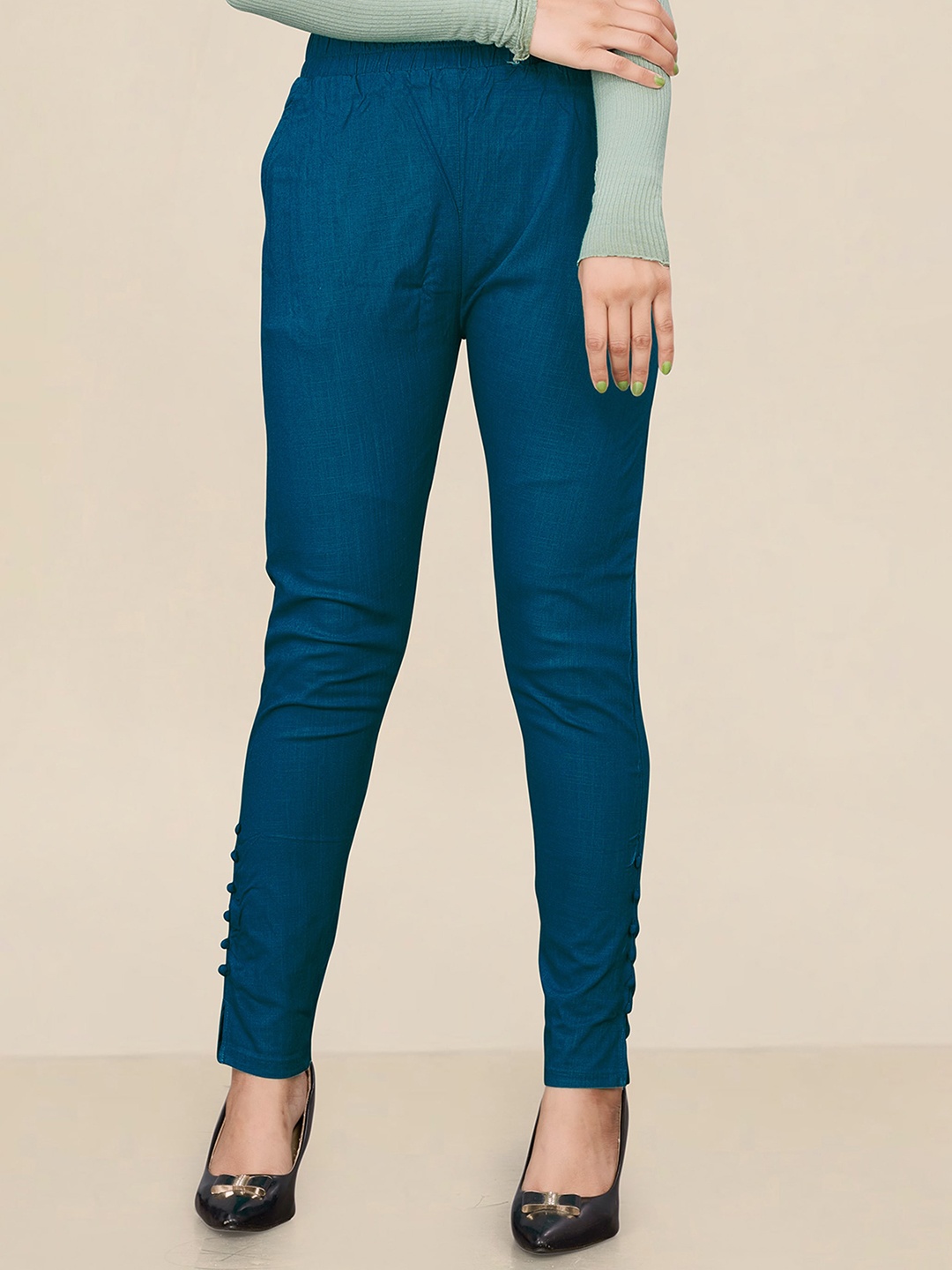 

UNITED LIBERTY Women Relaxed Easy Wash Trousers, Teal