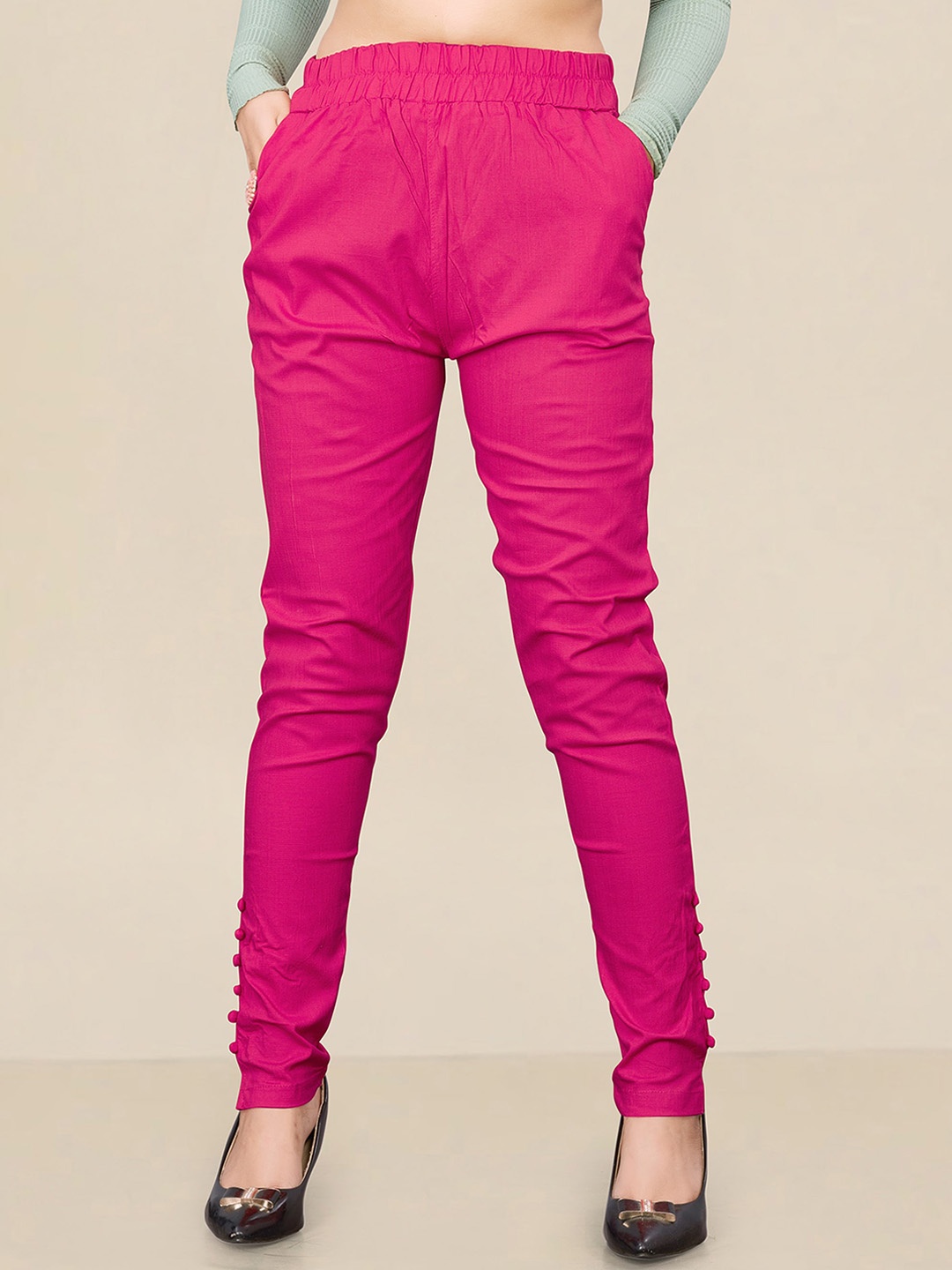 

UNITED LIBERTY Women Relaxed Easy Wash Cigarette Trousers, Pink