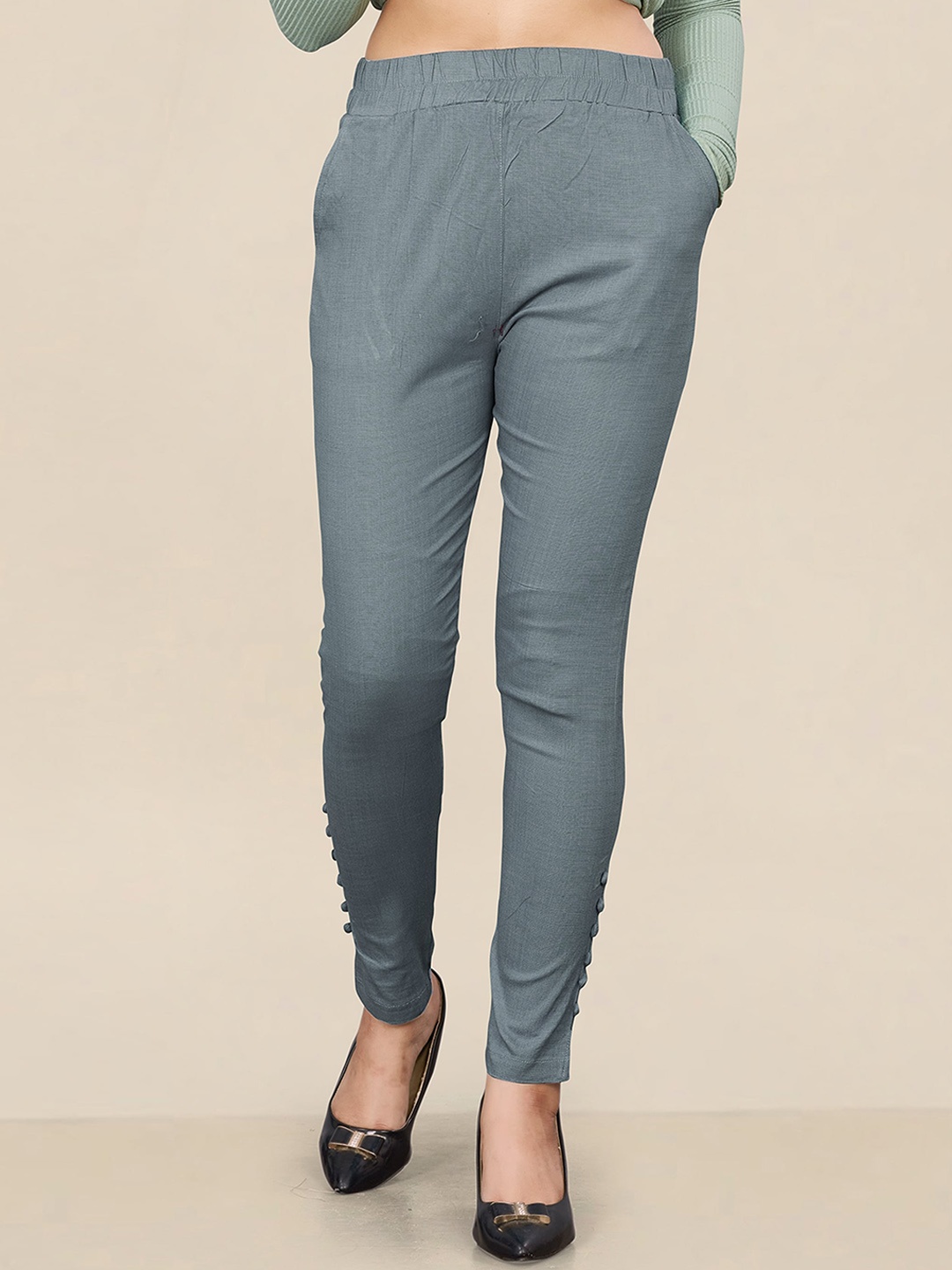 

UNITED LIBERTY Mid Rise Stretchable Cigarette Trousers, Grey