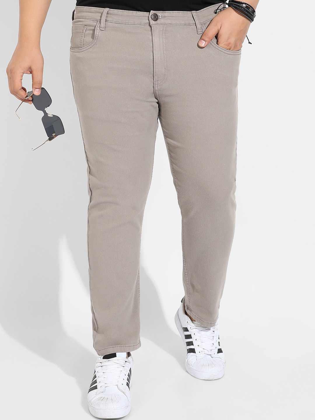 

Instafab Plus Men Plus Size Jean Relaxed Fit Clean look Cotton Jeans, Grey