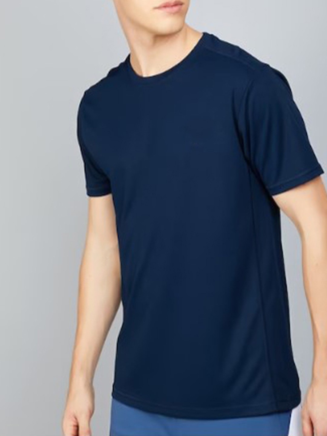 

KAEZRI Round Neck Regular fit Cotton T-shirt, Navy blue