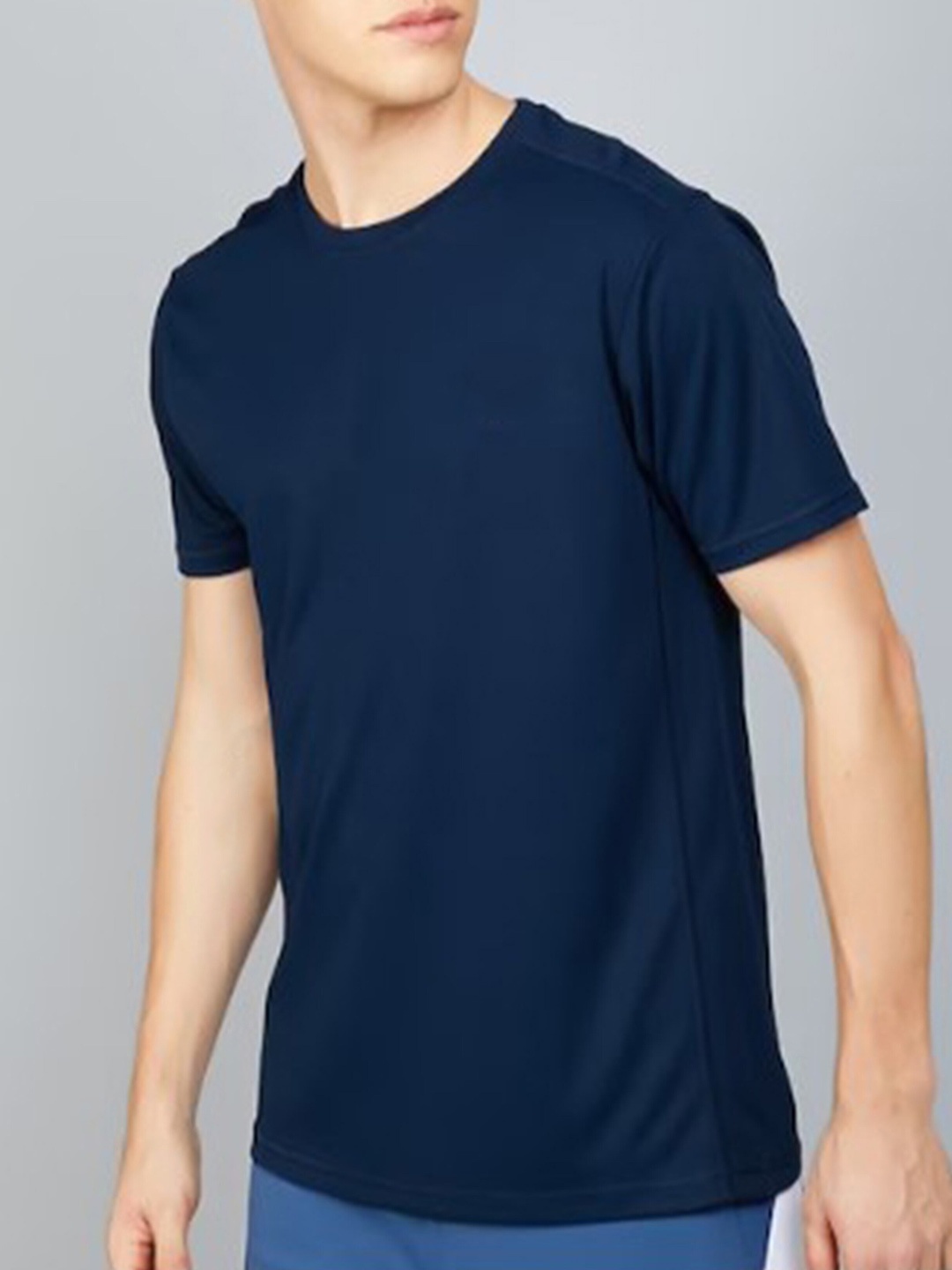 

KAEZRI Round Neck Regular Fit Cotton T-shirt, Navy blue