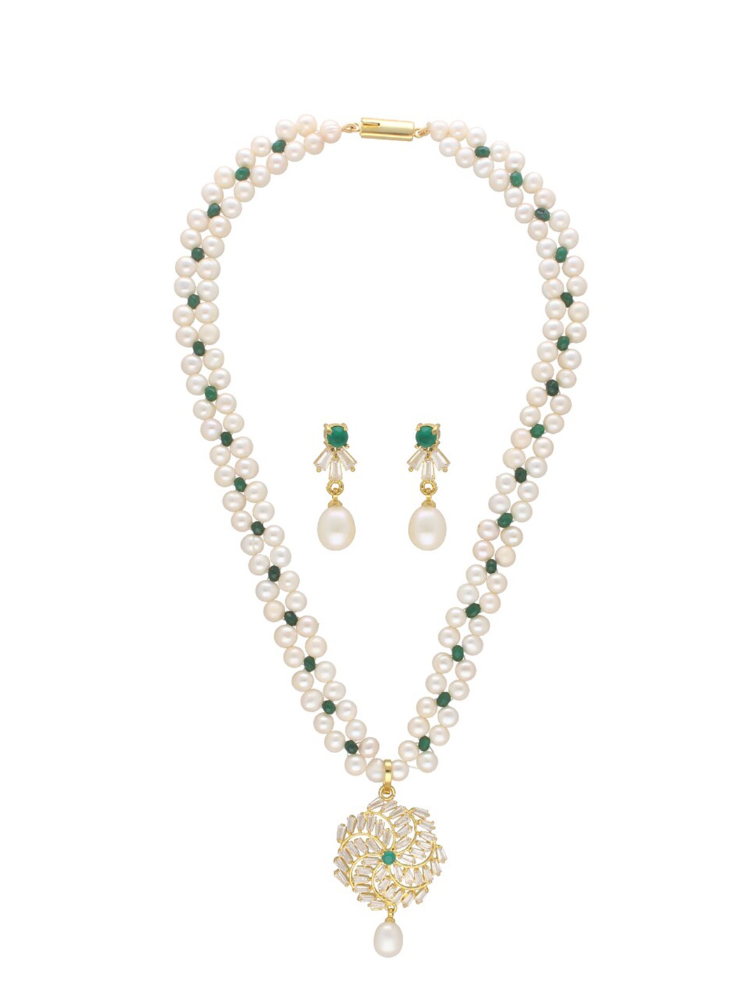 

Sri Jagdamba Pearls Dealer Heirloom of Love Jewellery Set, White