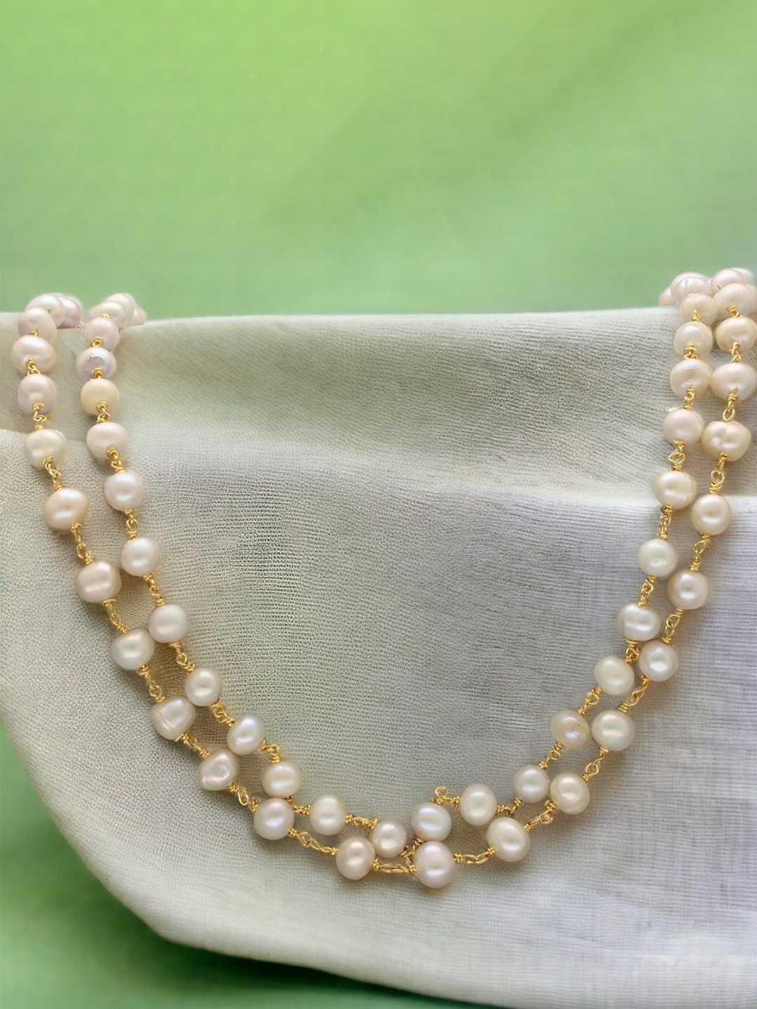 

Sri Jagdamba Pearls Dealer Lolita 2 Lines Pearl Necklace, White