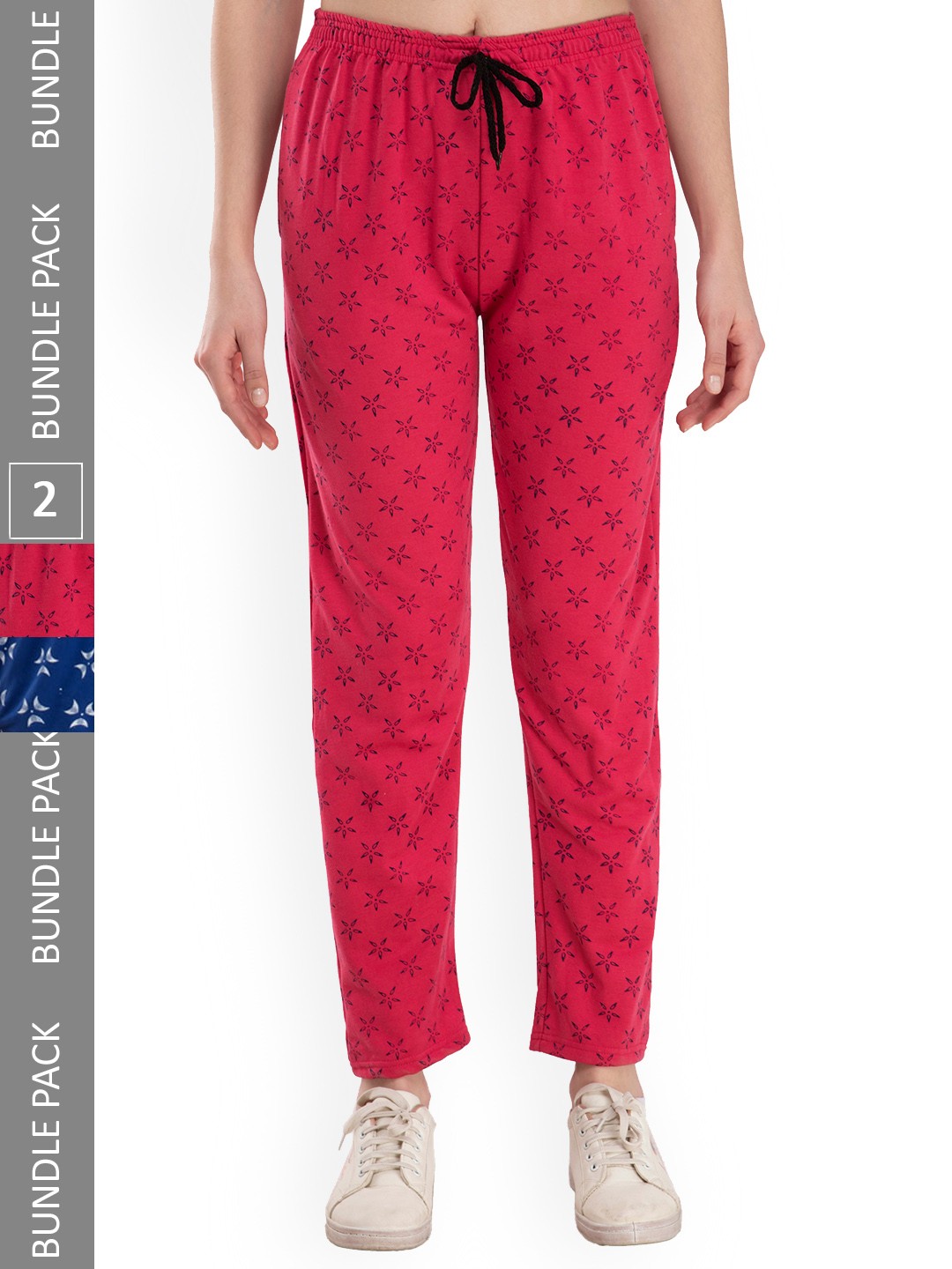 

IndiWeaves Women Pack Of 2 Printed Track Pants, Blue