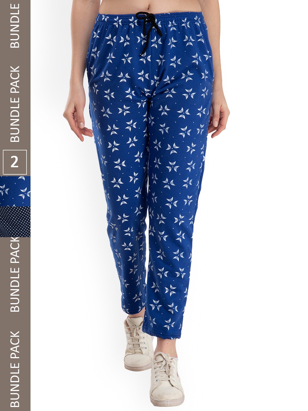

IndiWeaves Women Pack Of 2 Printed Track Pants, Blue