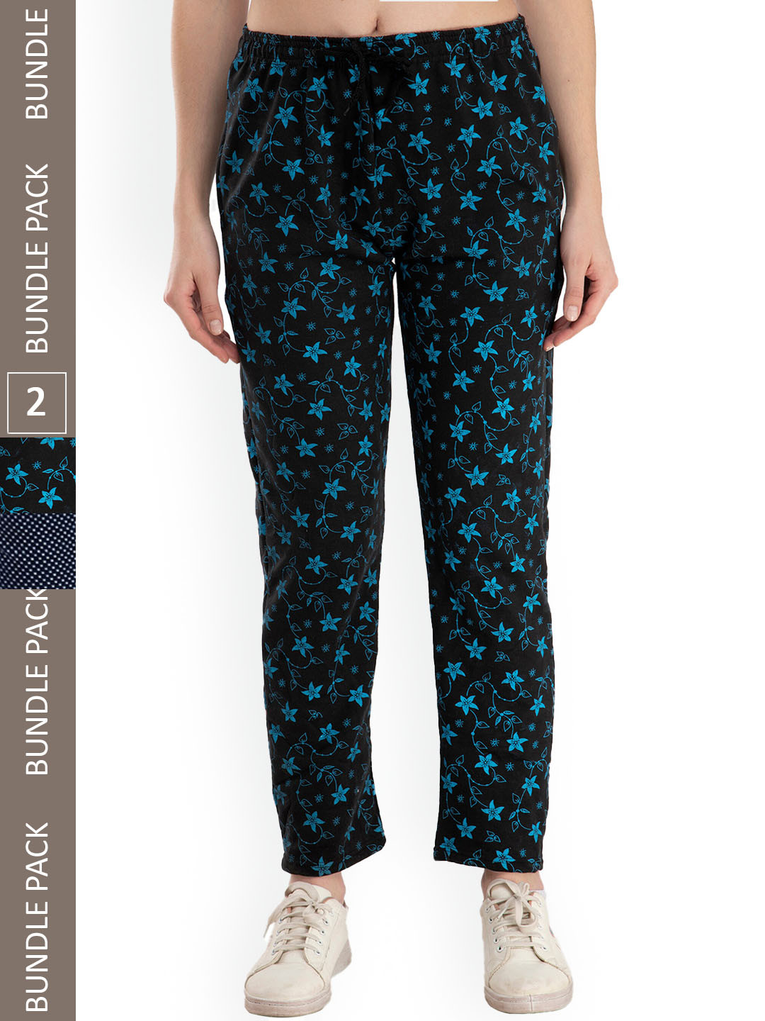 

IndiWeaves Women Pack Of 2 Printed Lounge Pants, Blue