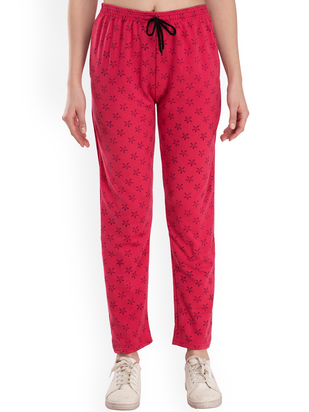 

IndiWeaves Women Floral Printed Track Pants, Magenta