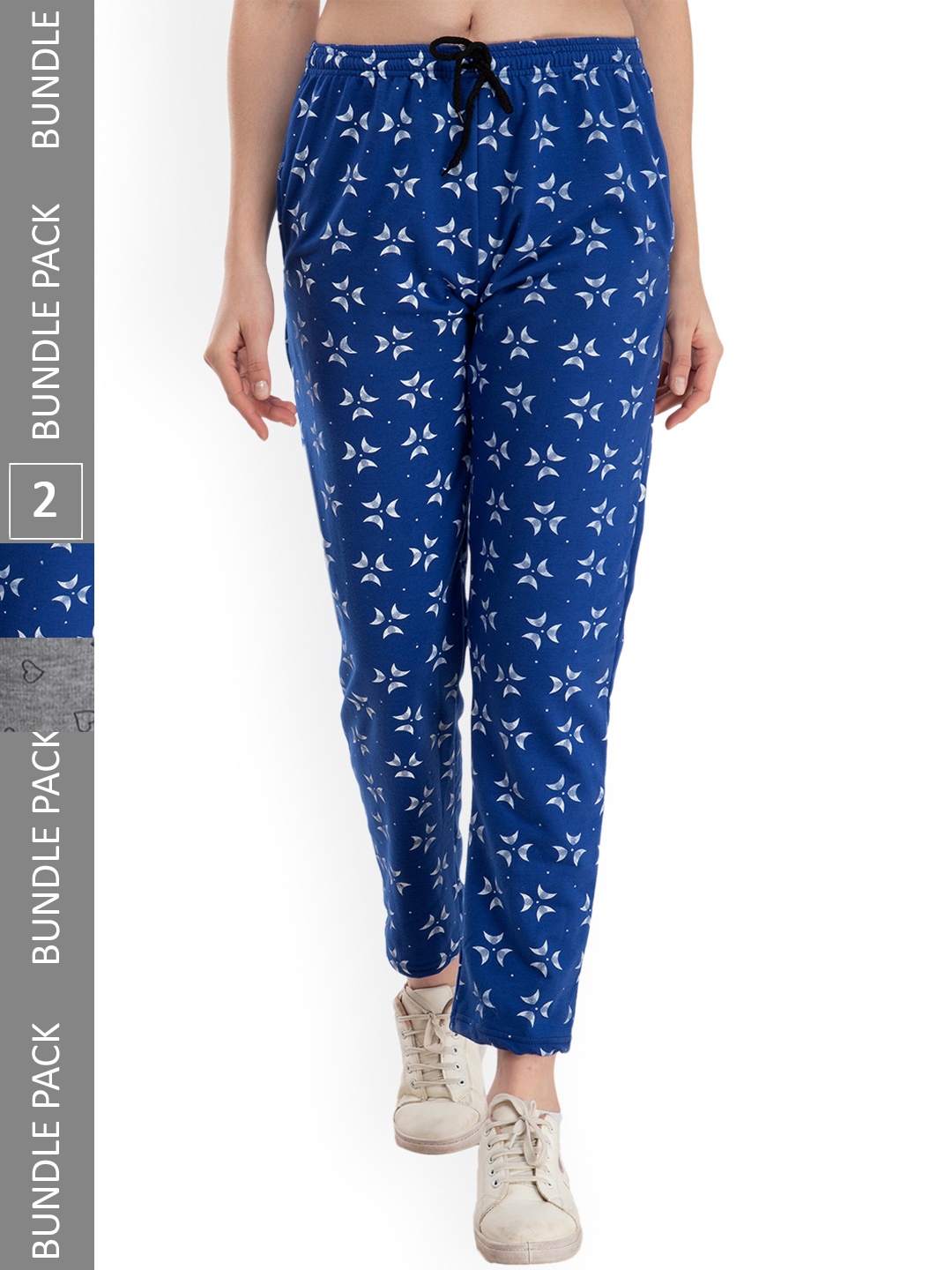 

IndiWeaves Women Pack of 2 Printed Track Pants, Blue
