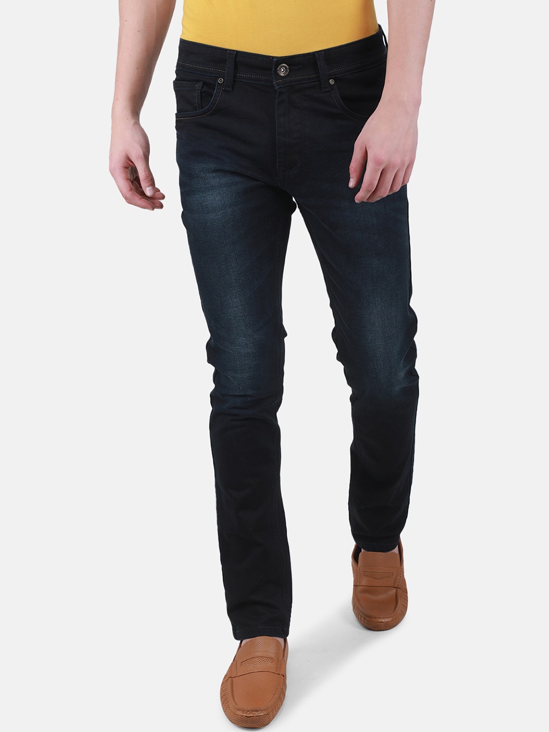 

Duke Men Slim Fit Light Fade Cotton Stretchable Jeans, Navy blue