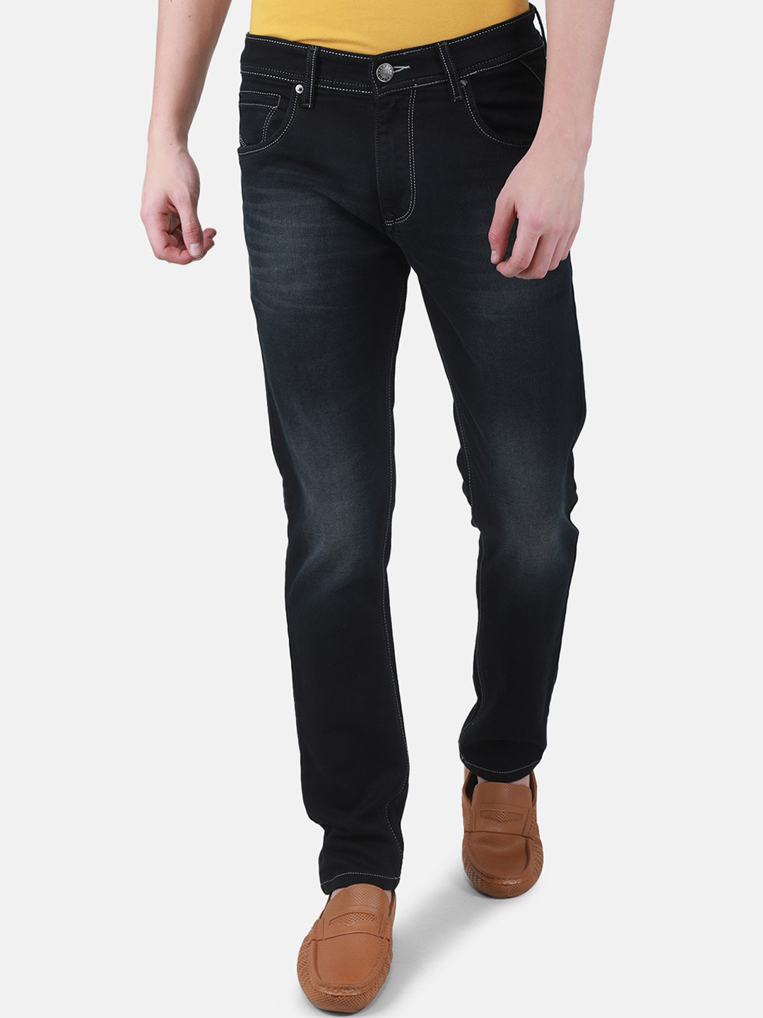 

Duke Men Mid-Rise Slim Fit Clean Look Light Fade Stretchable Jeans, Black