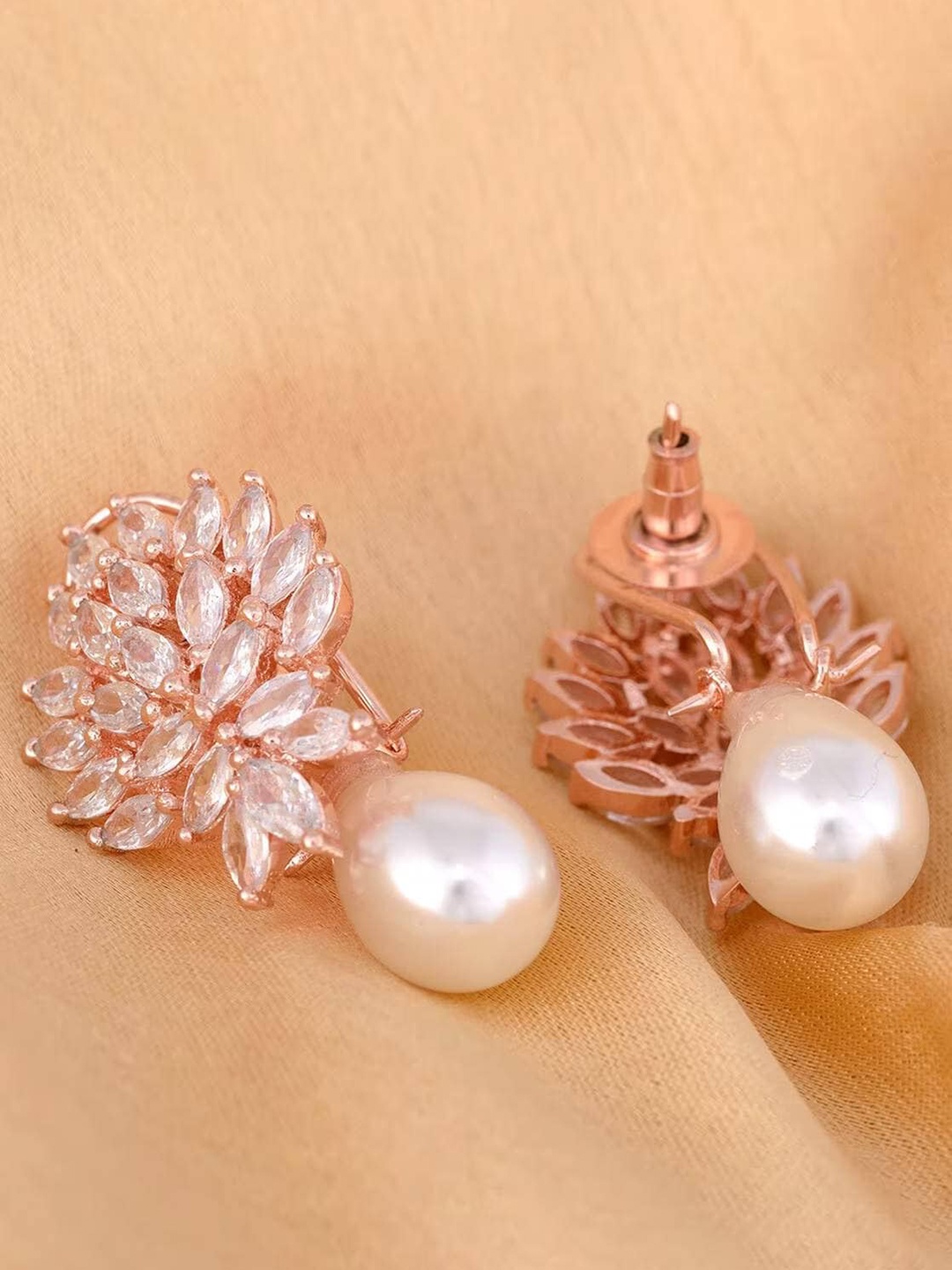 

The Pari Rhodium-Plated American Diamond Studded Drop Earrings, Silver
