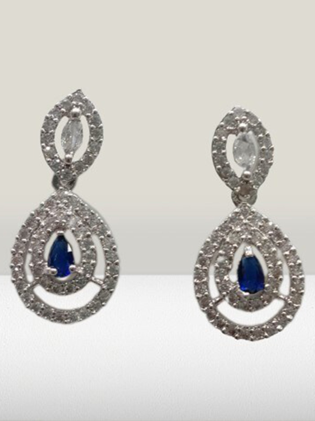 

The Pari Rhodium-Plated American Diamond Studded Drop Earrings, Silver