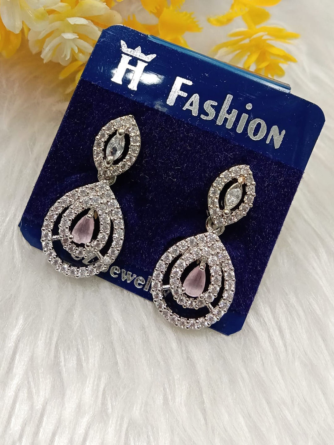 

The Pari Rhodium-Plated American Diamond Studded Drop Earrings, Silver