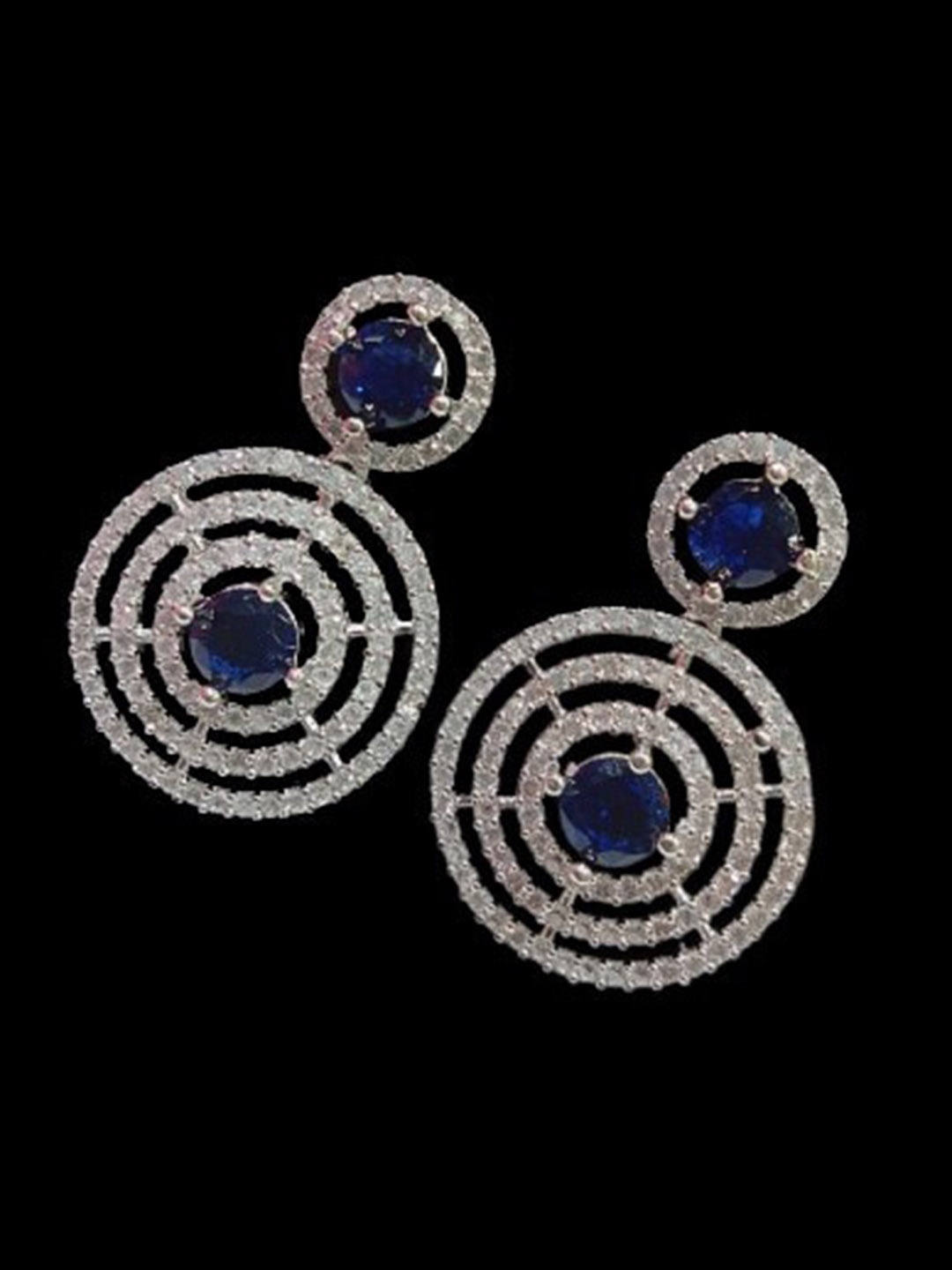 

The Pari Rhodium-Plated AD-Studded Contemporary Drop Earrings, Silver