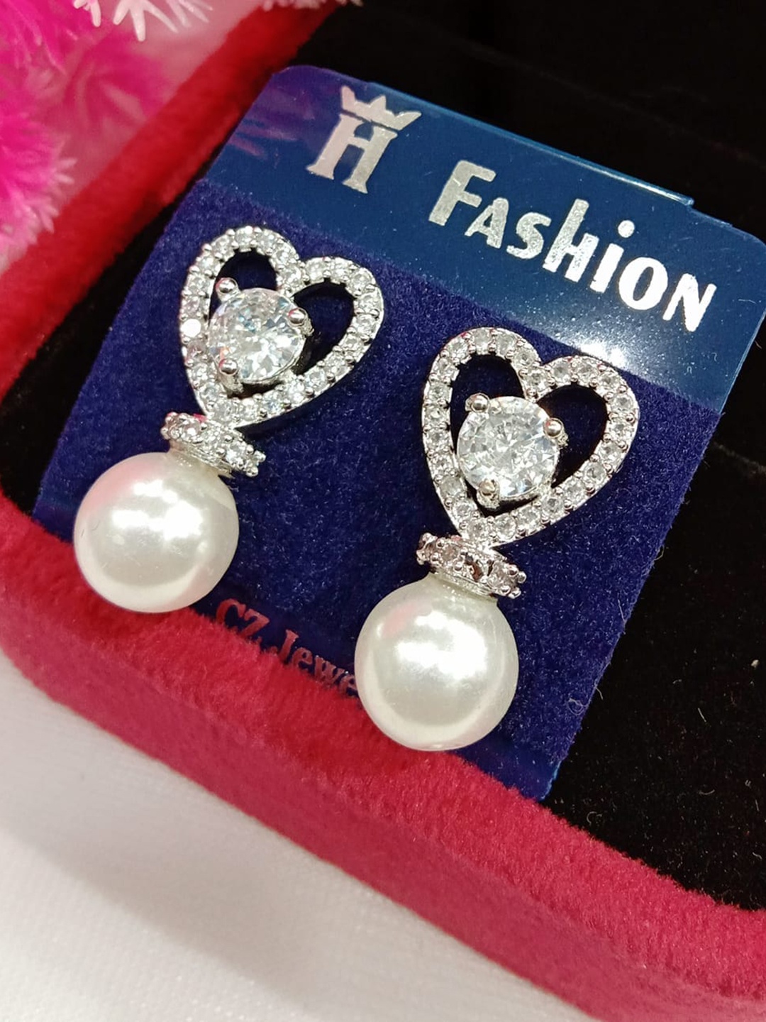 

The Pari Heart Shaped Drop Earrings, Silver