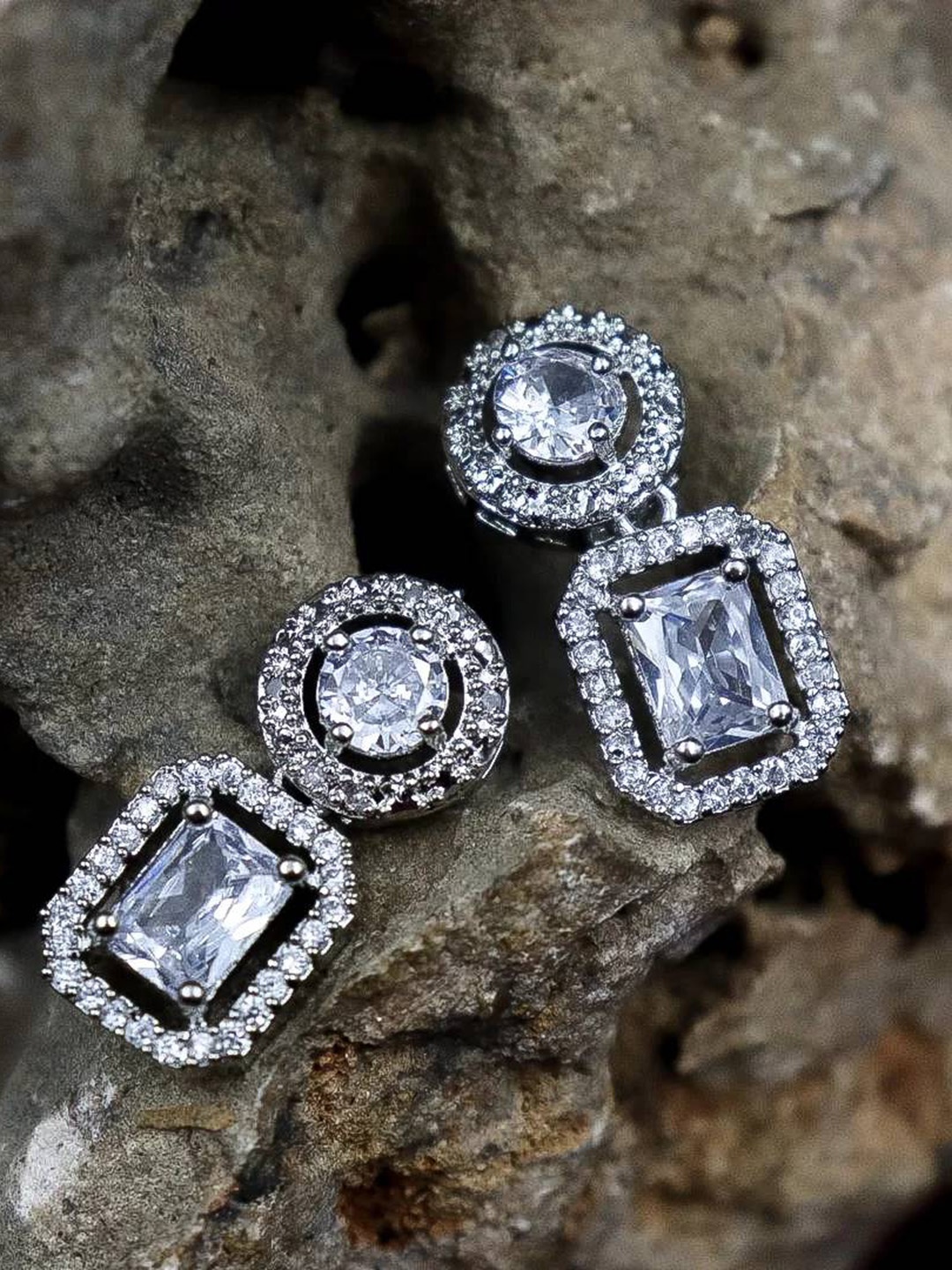 

The Pari Rhodium-Plated Contemporary Drop Earrings, Silver