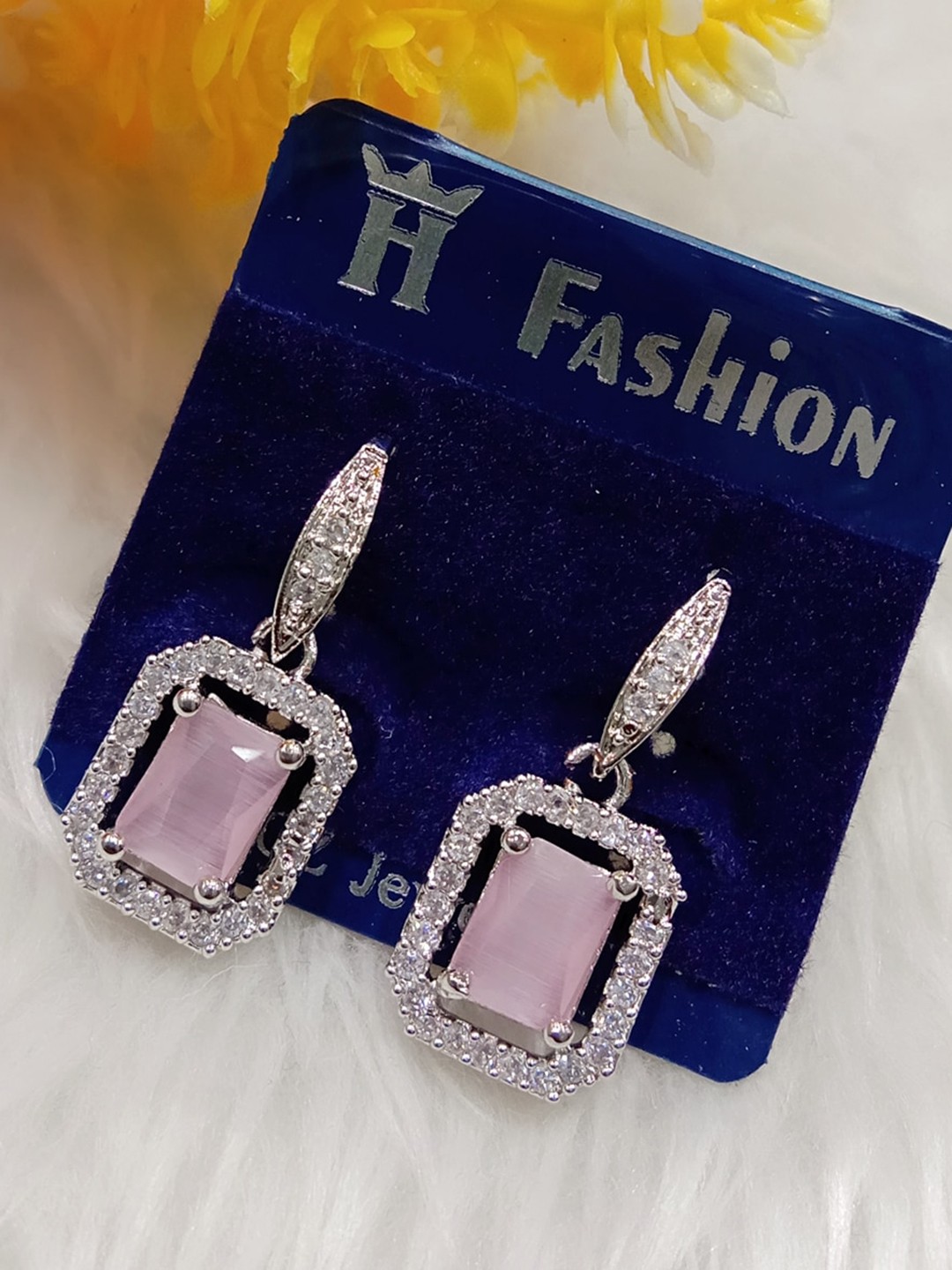 

The Pari Rhodium-Plated American Diamond Studded Drop Earrings, Silver